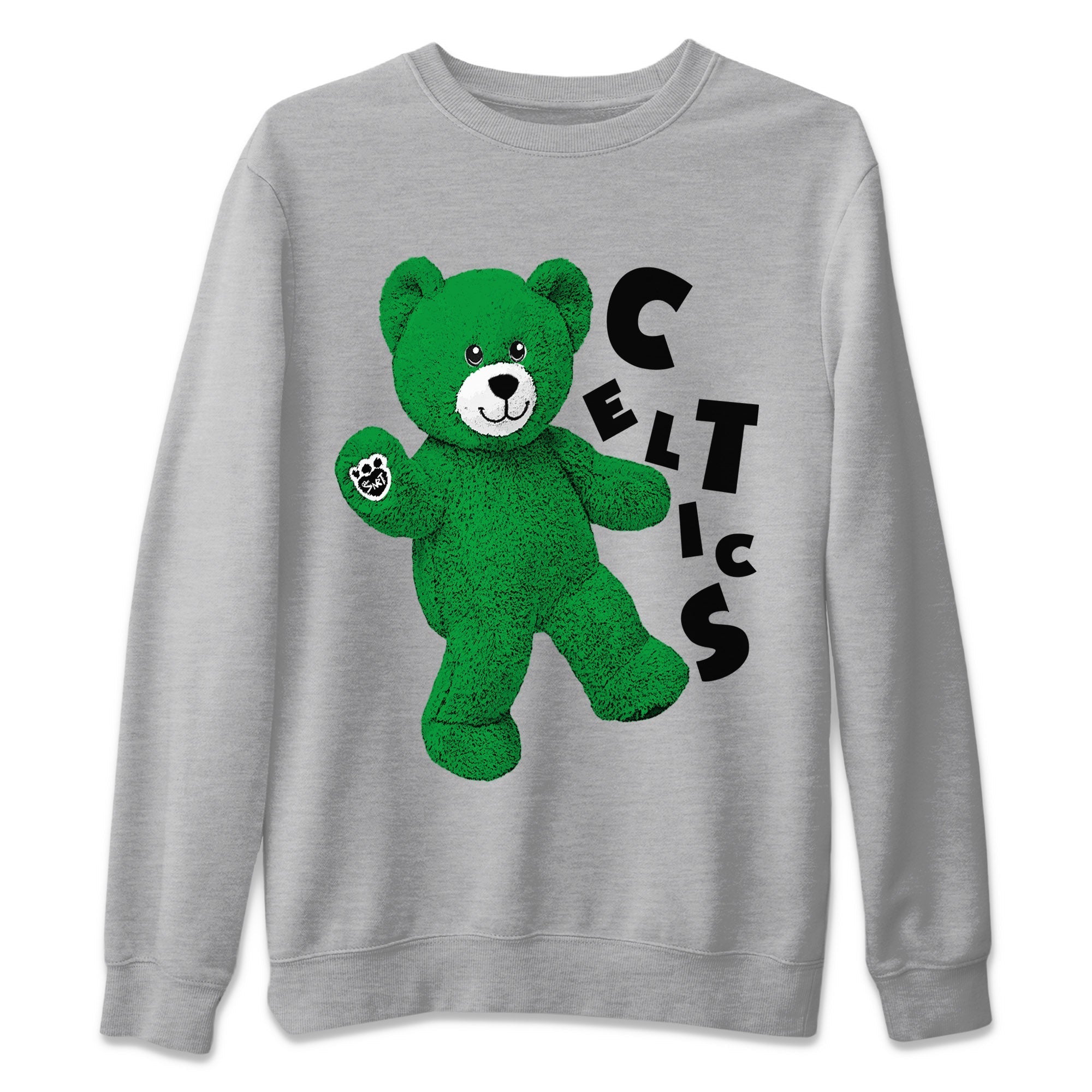 Air Jordan 1 Celtics Sneaker Match Tees Hello Bear Streetwear Sneaker Shirt Air Jordan 1 Lucky Green Celtics Tees Unisex Shirts Heather Grey 2