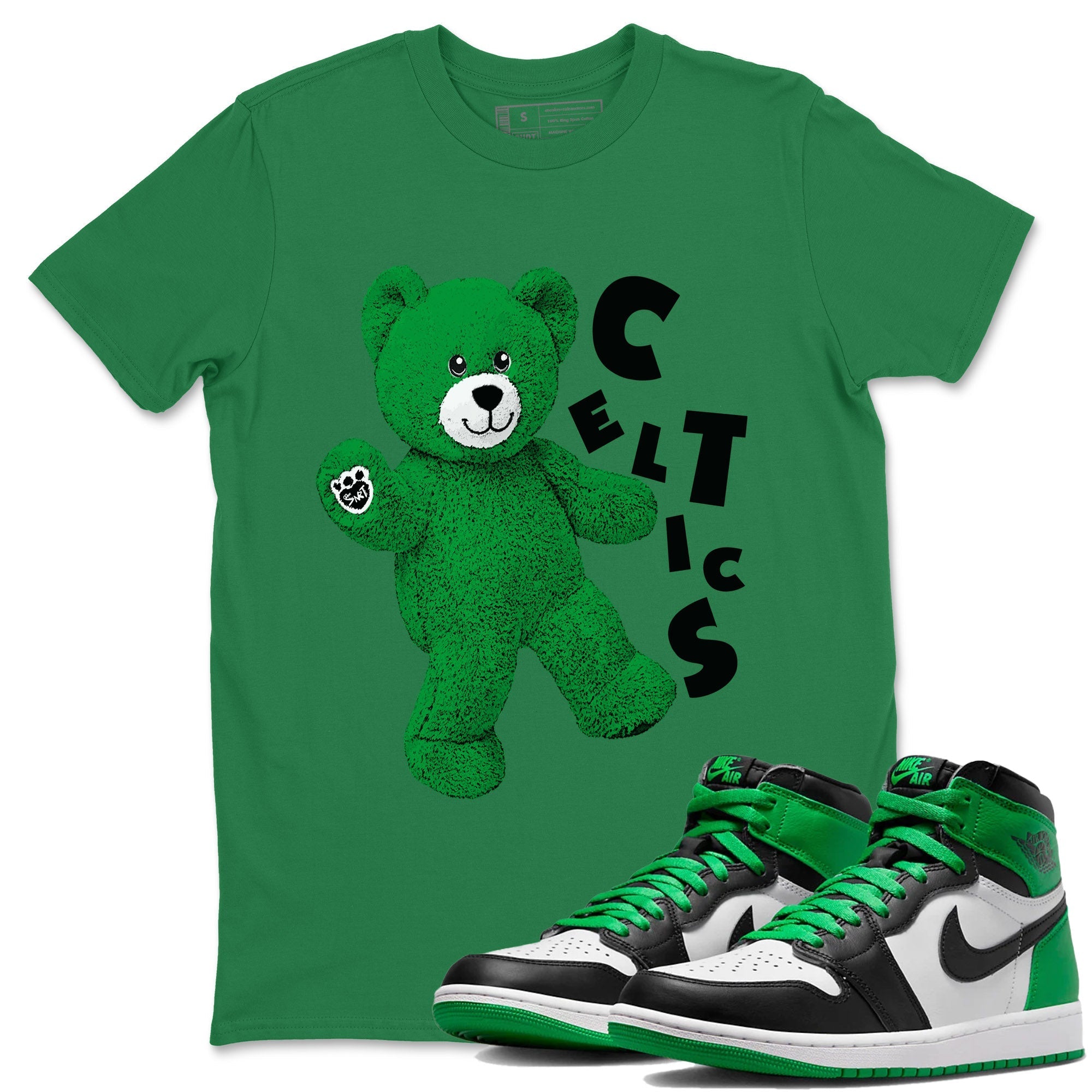 Air Jordan 1 Celtics Sneaker Match Tees Hello Bear Streetwear Sneaker Shirt Air Jordan 1 Lucky Green Celtics Tees Unisex Shirts Kelly Green 1