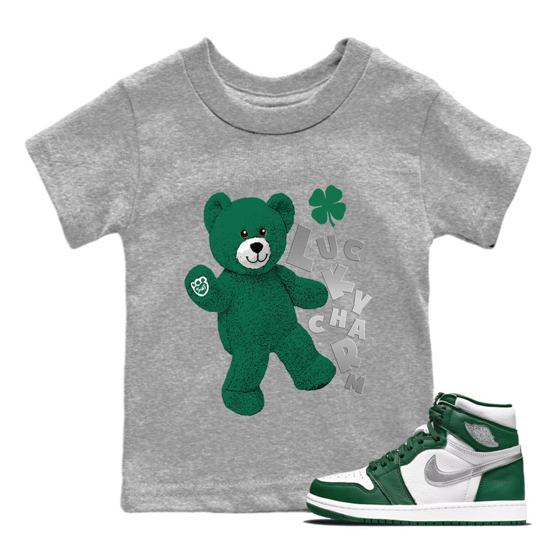 Jordan 1 Gorge Green Sneaker Matching T-Shirt Hello Bear Sneaker Tees Jordan 1 Gorge Green Sneaker Release Tees Kids Shirts