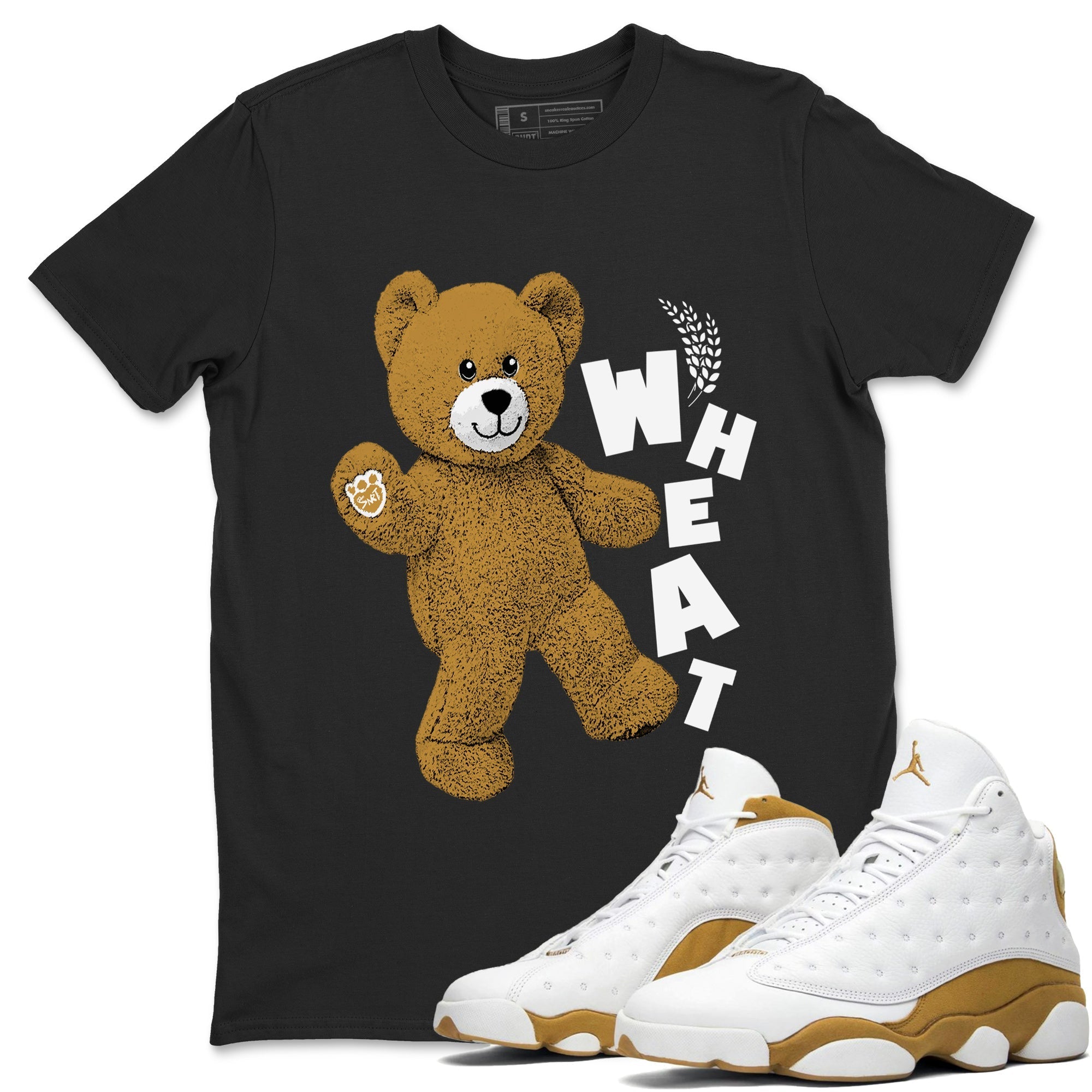 Jordan Retro 13 Wheat Sneaker Matching Tee Hello Bear Streetwear Sneaker Shirt Air Jordan 13 Wheat Sneaker Release Tees Unisex Shirts Black 1