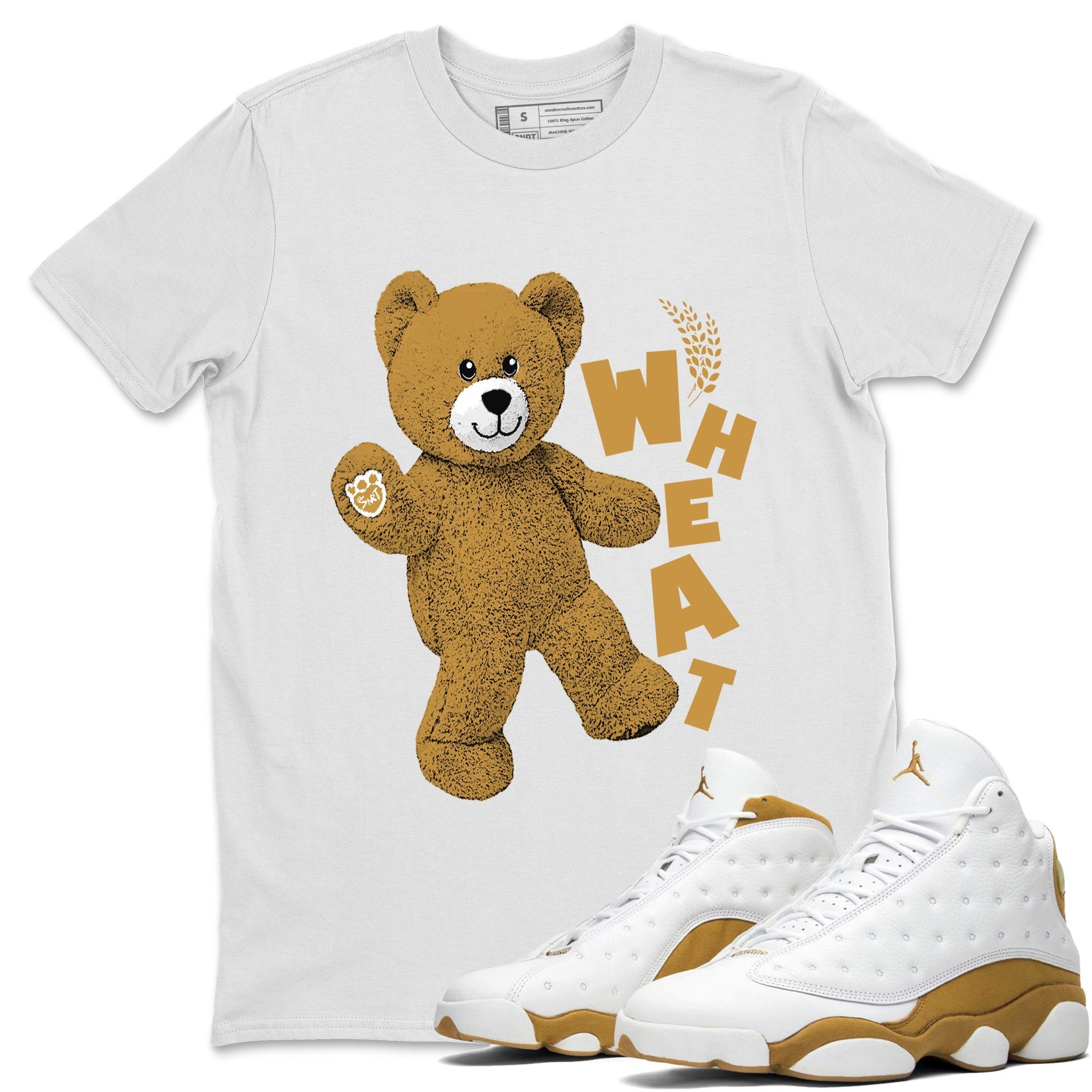 Jordan Retro 13 Wheat Sneaker Matching Tee Hello Bear Streetwear Sneaker Shirt Air Jordan 13 Wheat Sneaker Release Tees Unisex Shirts White 1