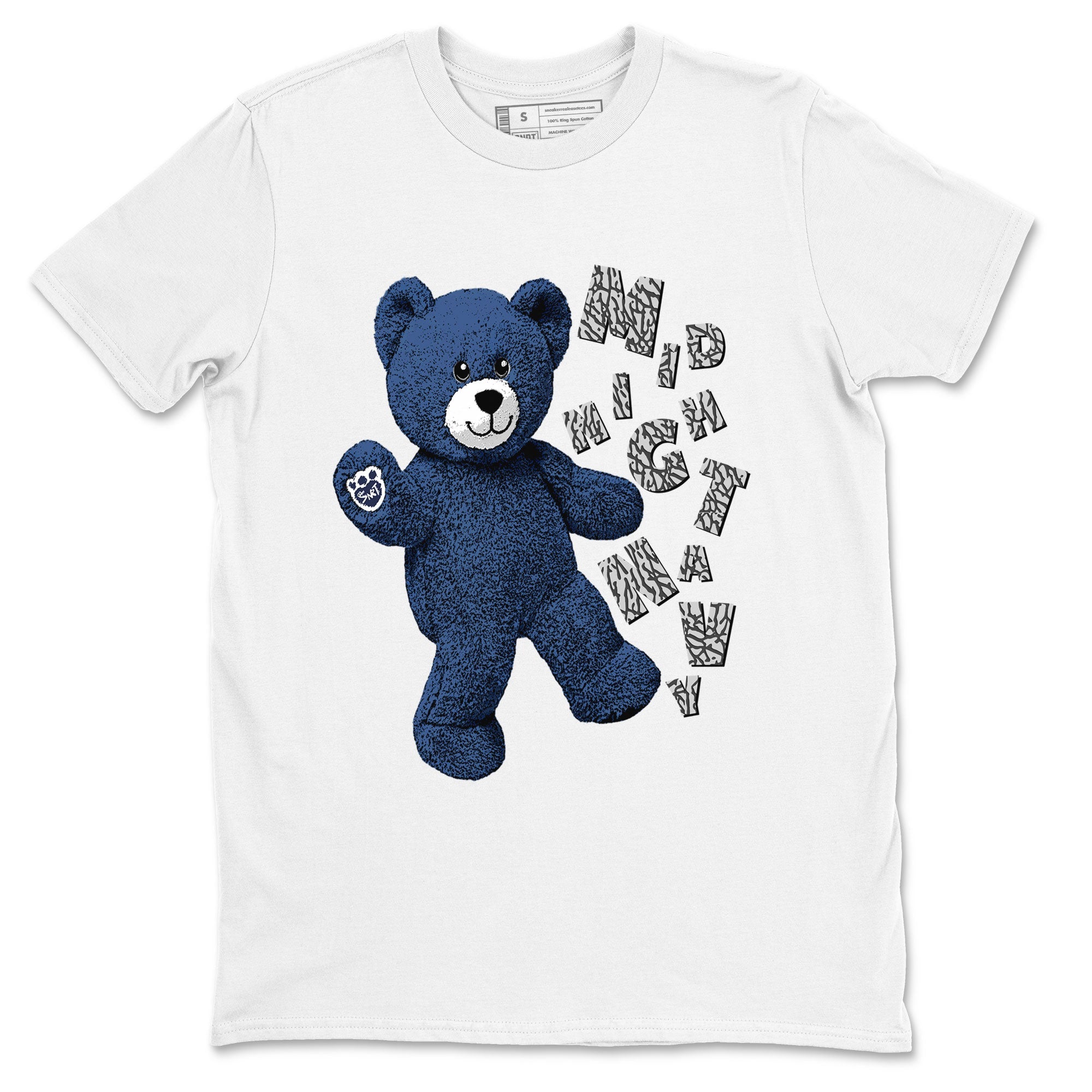 3s Midnight Navy shirt to match jordans Hello Bear sneaker match tee Air Jordan 3 Midnight Navy Drip Gear Zone unisex cotton White 2 crew neck shirt