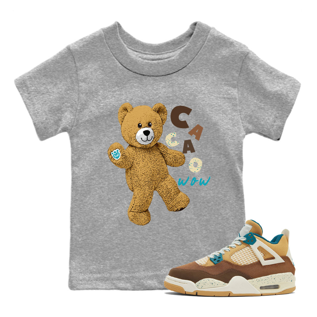 Air Jordan 4 GS Cacao Wow shirt to match jordans Hello Bear Streetwear Sneaker Shirt Air Jordan 4 Cacao Wow Drip Gear Zone Sneaker Matching Clothing Baby Toddler Heather Grey 1 T-Shirt