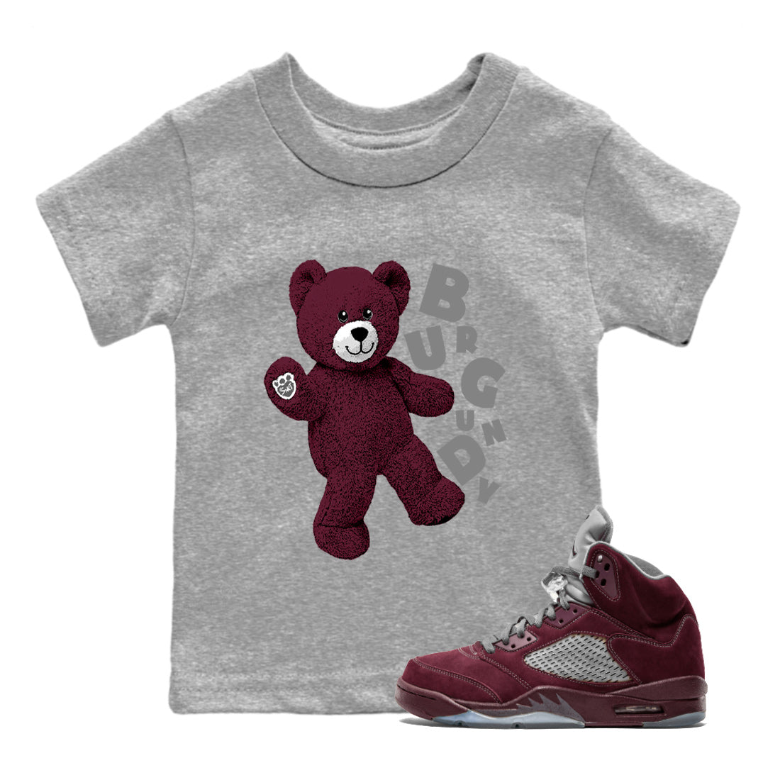 Jordan 5 Burgundy Shirts Hello Bear Streetwear Sneaker Shirt Air Jordan 5 Burgundy Sneaker Release Tees Kids Shirts Heather Grey 1