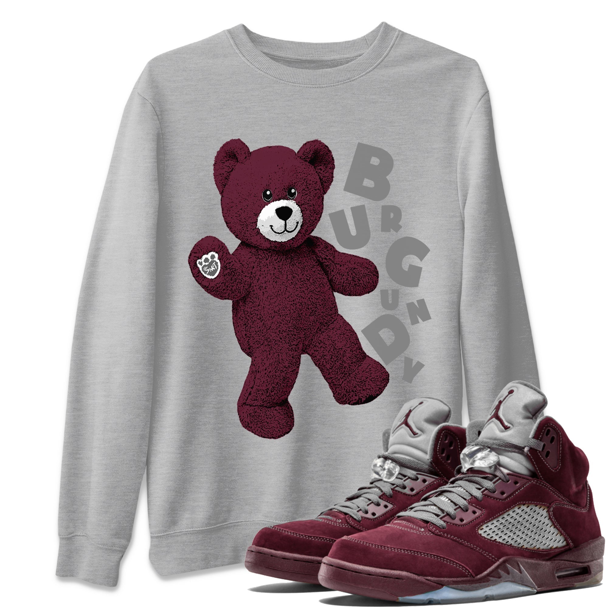 Jordan 5 Burgundy Shirts Hello Bear Streetwear Sneaker Shirt Air Jordan 5 Burgundy Sneaker Release Tees Unisex Shirts Heather Grey 1