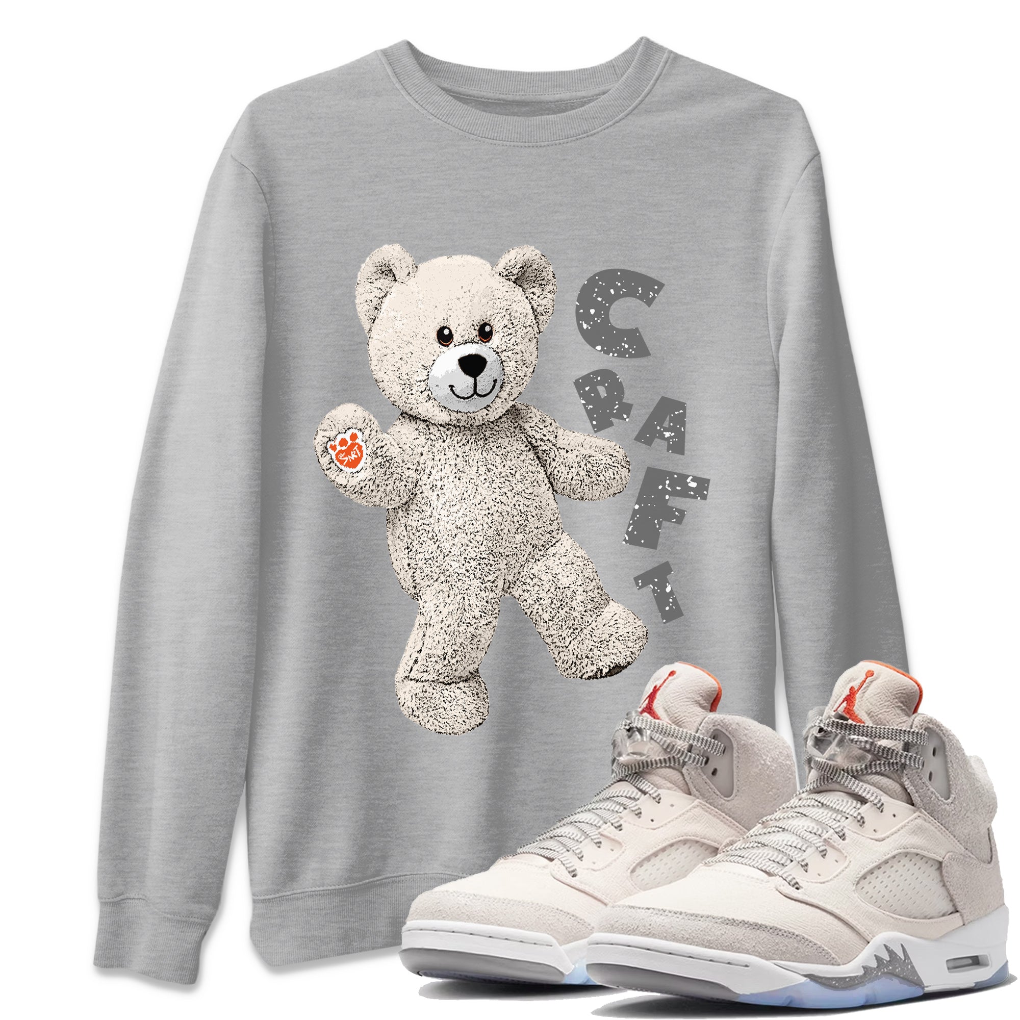 Air Jordan 5 Craft Sneaker Match Tees Hello Bear Streetwear Sneaker Shirt Air Jordan 5 Craft Tee Unisex Shirts Heather Grey 1