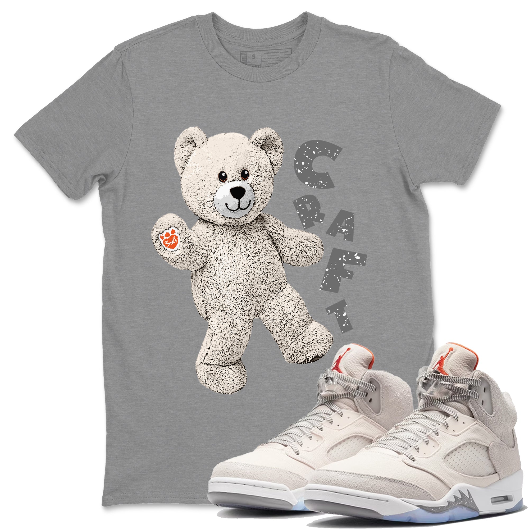 Air Jordan 5 Craft Sneaker Match Tees Hello Bear Streetwear Sneaker Shirt Air Jordan 5 Craft Tee Unisex Shirts Heather Grey 1
