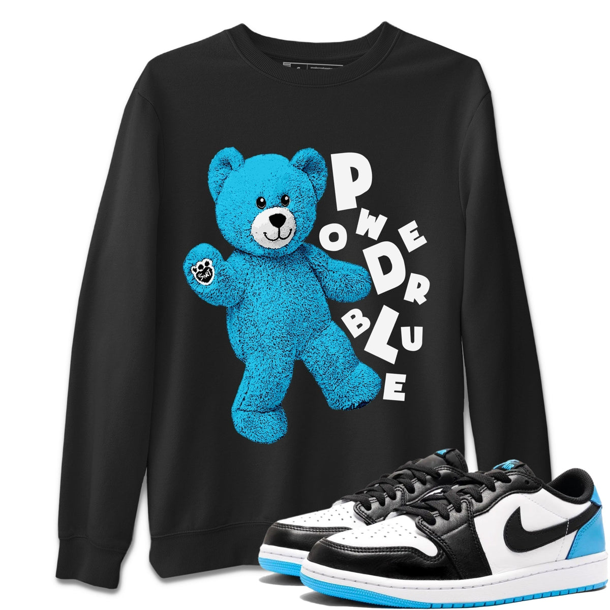 Jordan 1 Powder Blue Sneaker Matching T-Shirt Hello Bear Sneaker Tees Jordan 1 Powder Blue Sneaker Release Tees Crew Neck Tees