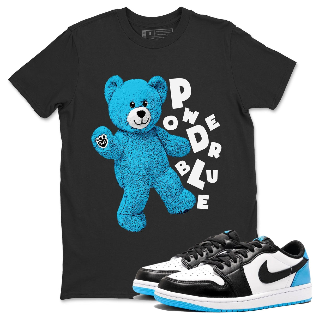 Jordan 1 Powder Blue Sneaker Matching T-Shirt Hello Bear Sneaker Tees Jordan 1 Powder Blue Sneaker Release Tees Crew Neck Tees