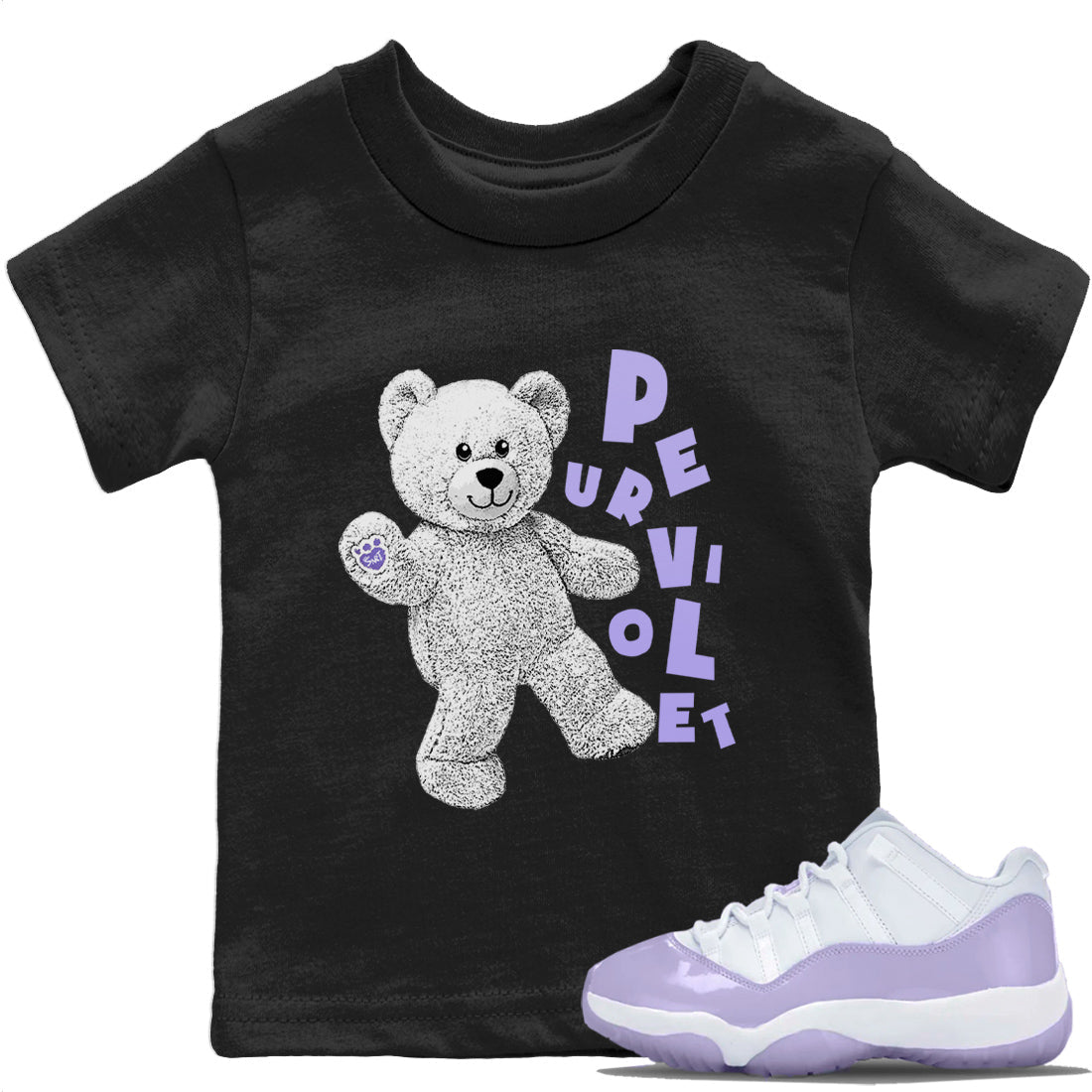 Jordan 11 Pure Violet Sneaker Matching T-Shirt Hello Bear Sneaker Tees Jordan 11 Pure Violet Sneaker Release Tees Kids Shirts
