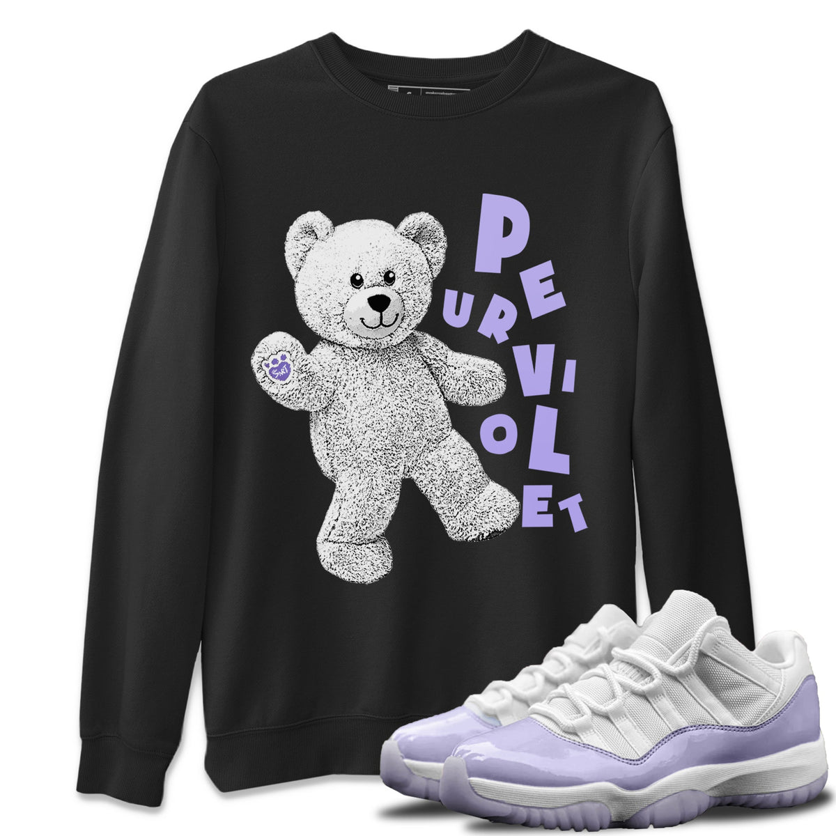 Jordan 11 Pure Violet Sneaker Matching T-Shirt Hello Bear Sneaker Tees Jordan 11 Pure Violet Sneaker Release Tees Crew Neck Tees