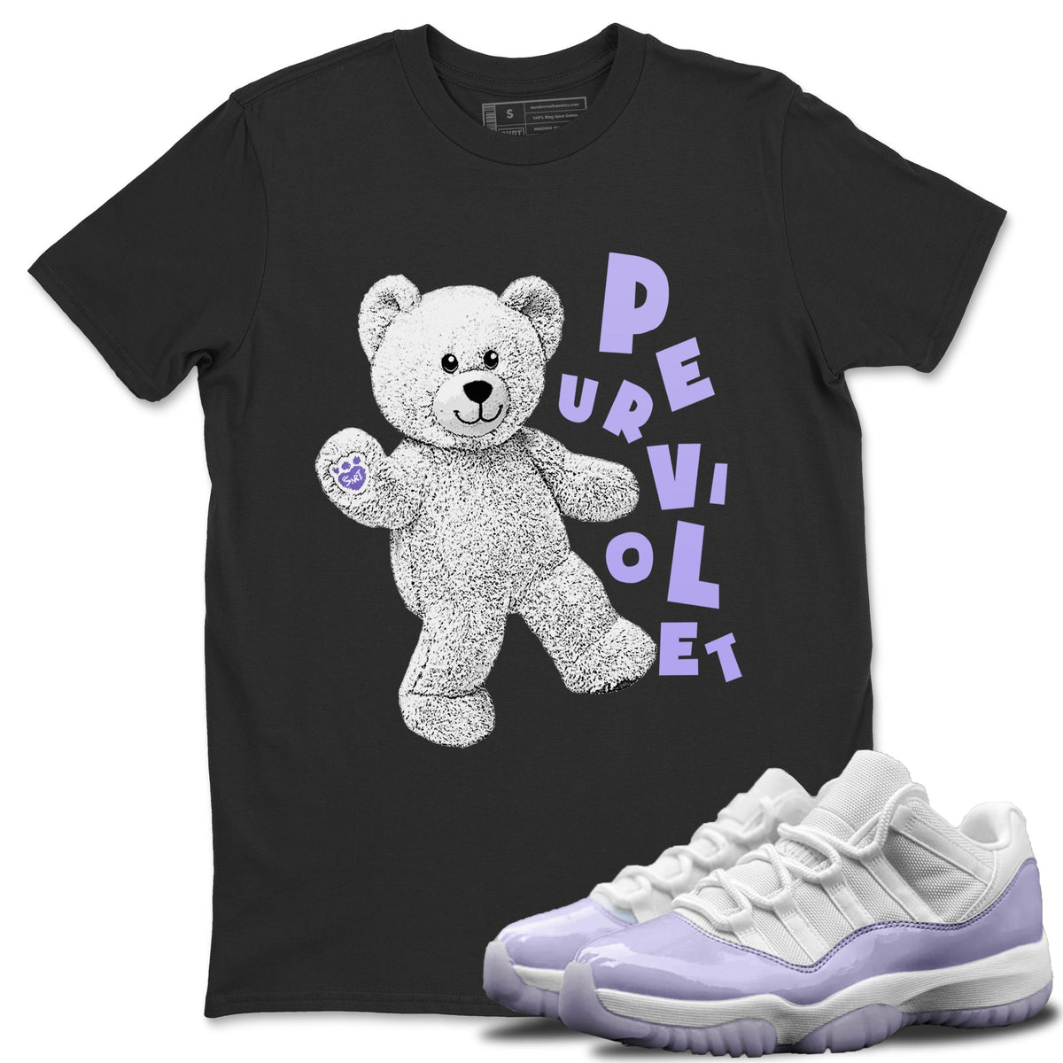 Jordan 11 Pure Violet Sneaker Matching T-Shirt Hello Bear Sneaker Tees Jordan 11 Pure Violet Sneaker Release Tees Crew Neck Tees