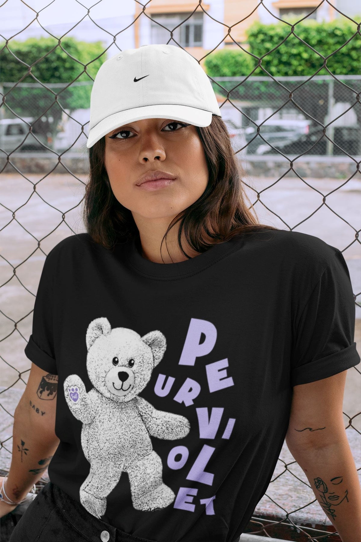 Jordan 11 Pure Violet Sneaker Matching T-Shirt Hello Bear Sneaker Tees Jordan 11 Pure Violet Sneaker Release Tees Crew Neck Tees