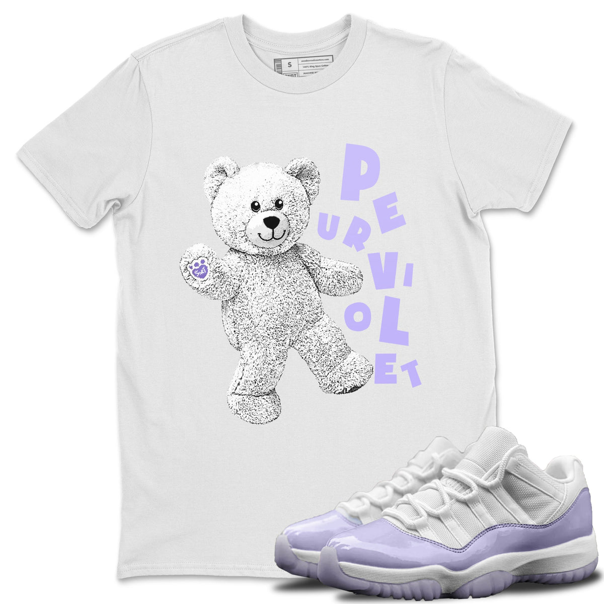 Jordan 11 Pure Violet Sneaker Matching T-Shirt Hello Bear Sneaker Tees Jordan 11 Pure Violet Sneaker Release Tees Crew Neck Tees
