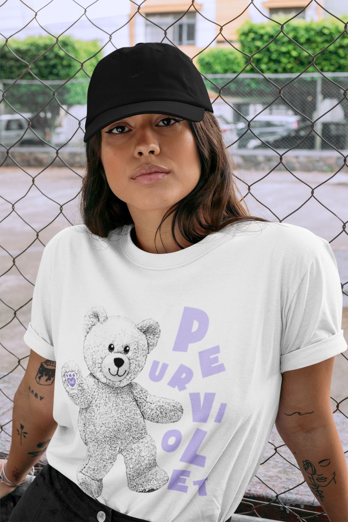 Jordan 11 Pure Violet Sneaker Matching T-Shirt Hello Bear Sneaker Tees Jordan 11 Pure Violet Sneaker Release Tees Crew Neck Tees