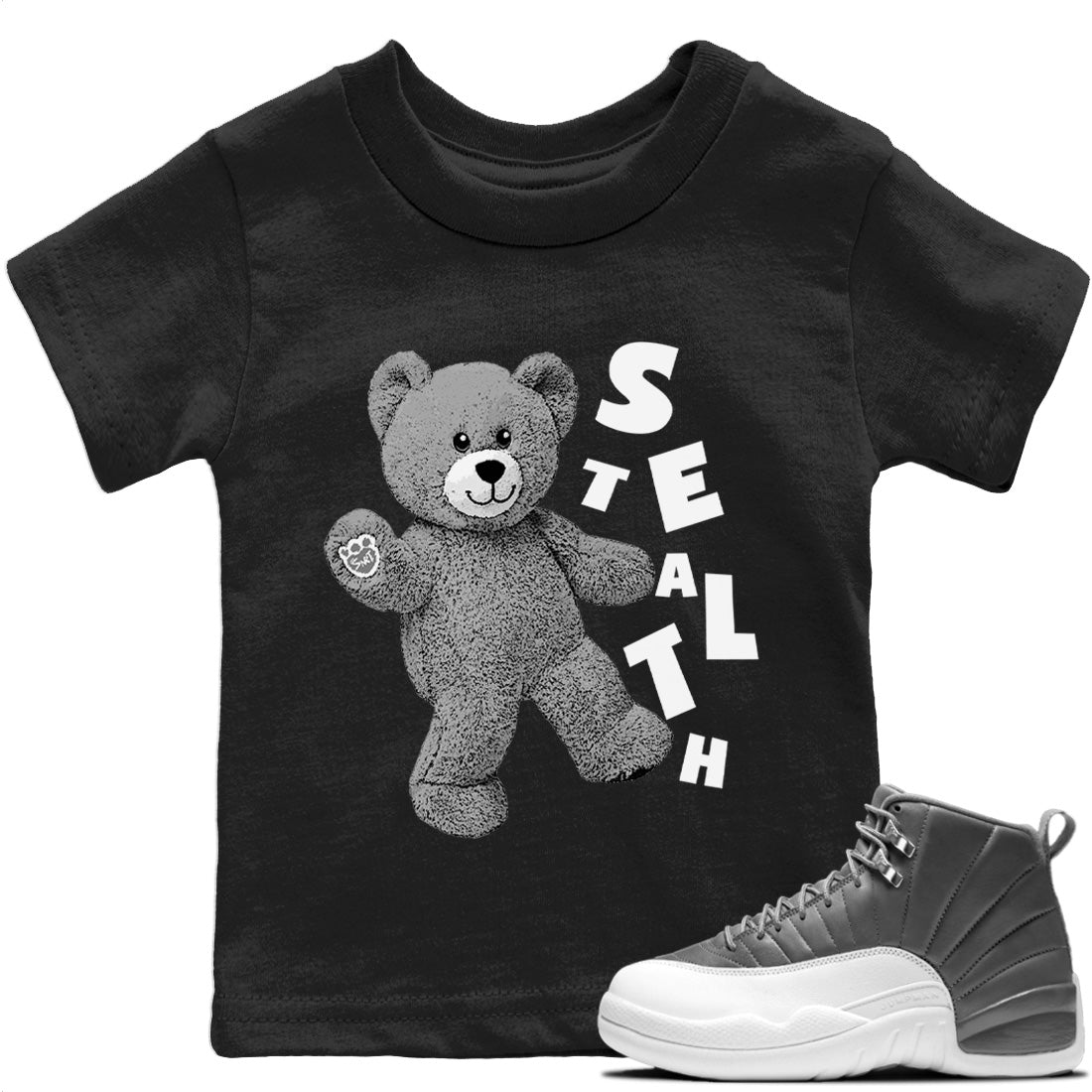 Jordan 12 Stealth Sneaker Matching T-Shirt Hello Bear Sneaker Tees Jordan 12 Stealth Sneaker Release Tees Kids Shirts