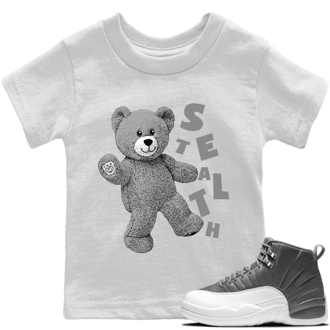 Jordan 12 Stealth Sneaker Matching T-Shirt Hello Bear Sneaker Tees Jordan 12 Stealth Sneaker Release Tees Kids Shirts