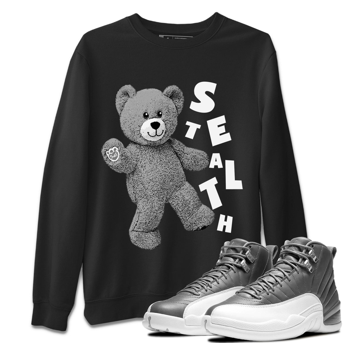 Jordan 12 Stealth Sneaker Matching T-Shirt Hello Bear Sneaker Tees Jordan 12 Stealth Sneaker Release Tees Crew Neck Tees