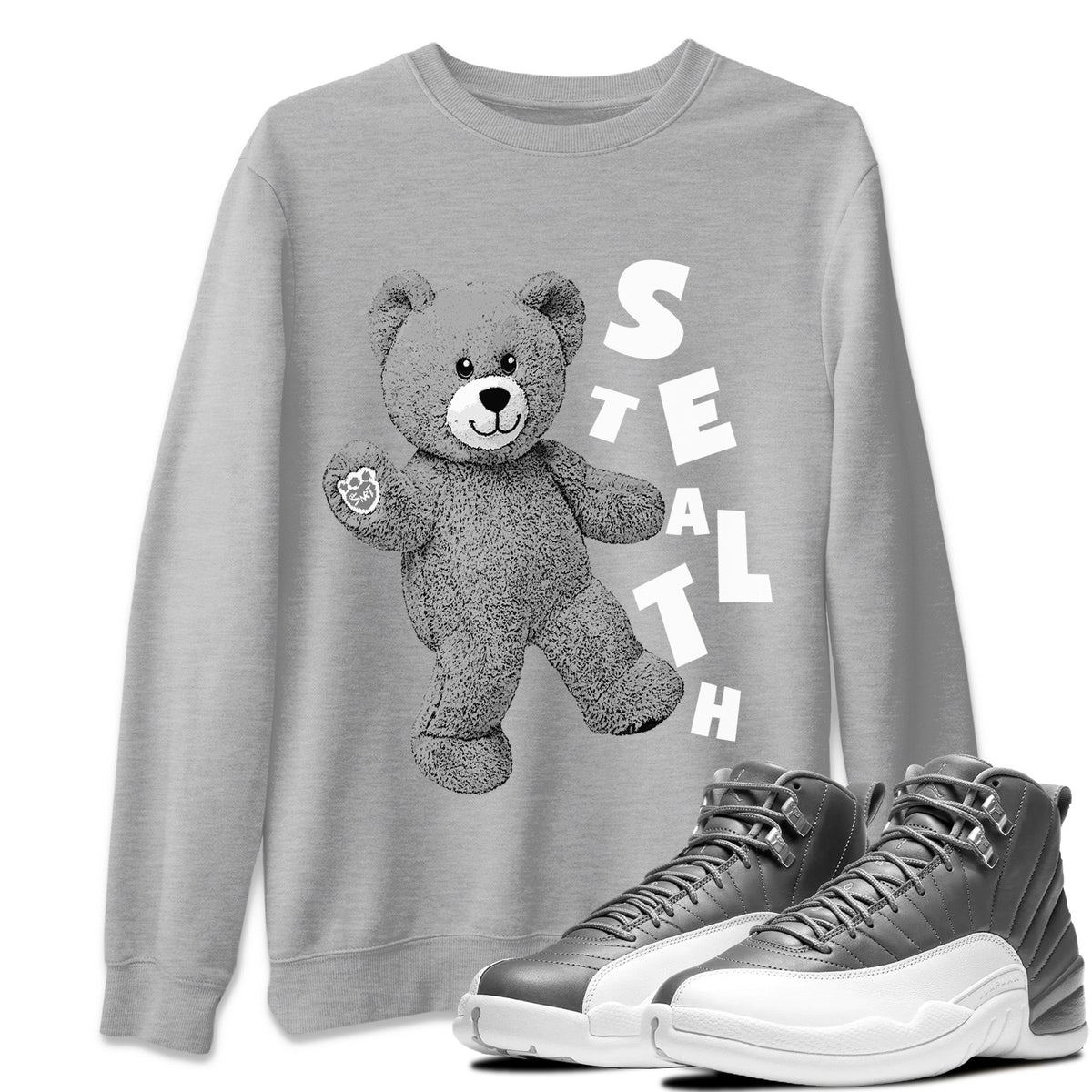 Jordan 12 Stealth Sneaker Matching T-Shirt Hello Bear Sneaker Tees Jordan 12 Stealth Sneaker Release Tees Crew Neck Tees