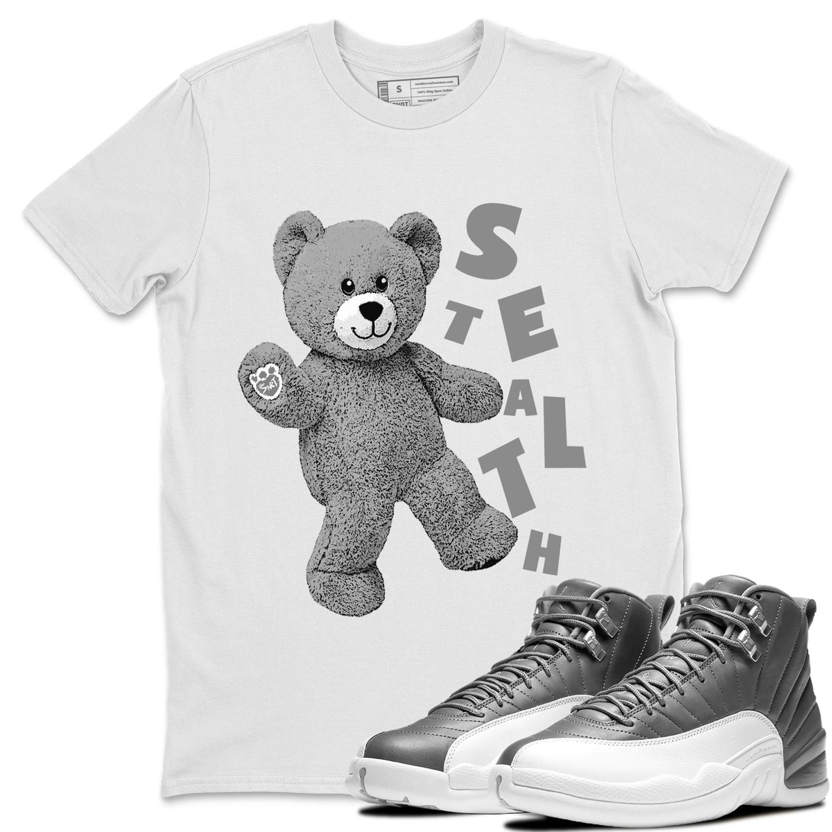 Jordan 12 Stealth Sneaker Matching T-Shirt Hello Bear Sneaker Tees Jordan 12 Stealth Sneaker Release Tees Crew Neck Tees