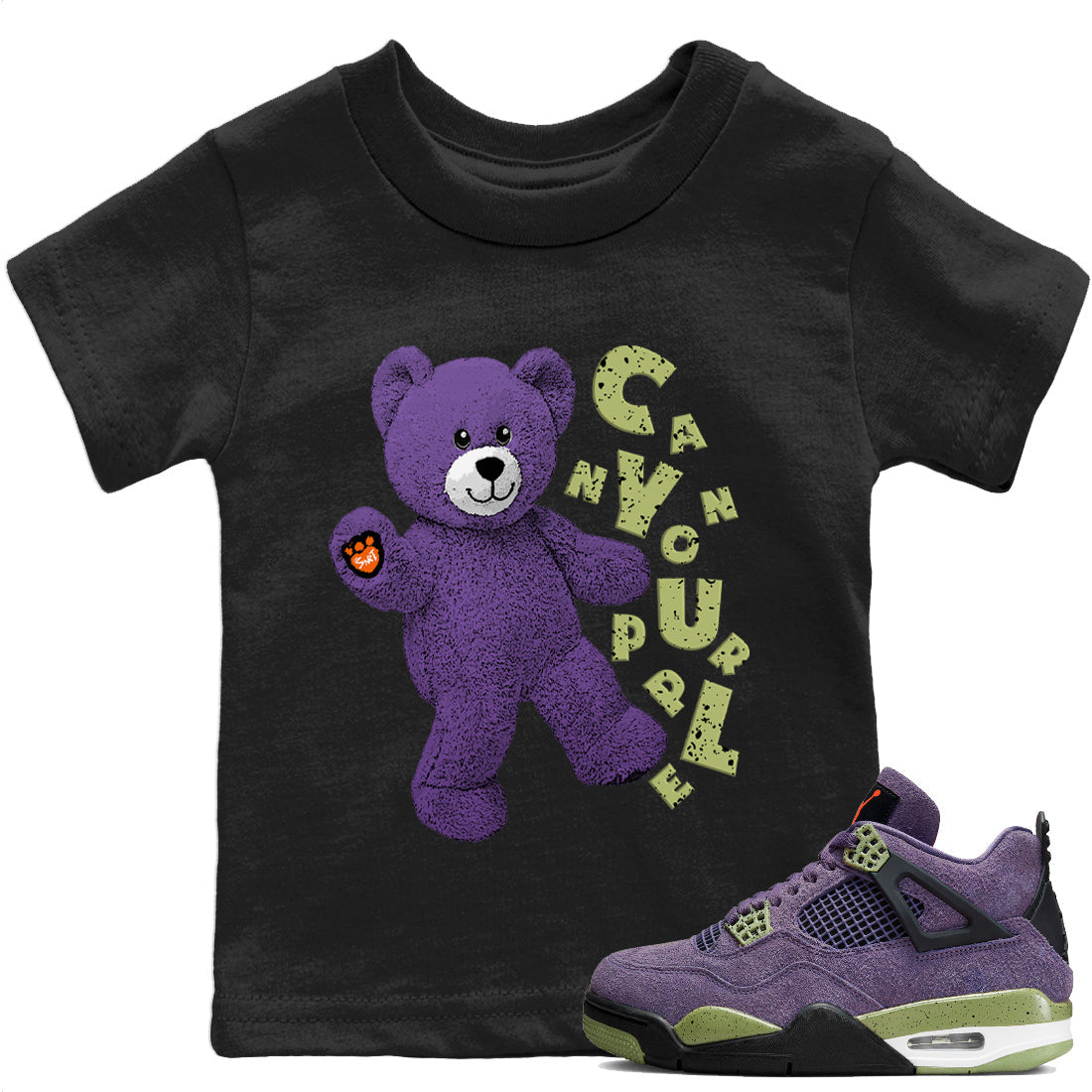 Jordan 4 Canyon Purple Sneaker Matching T-Shirt Hello Bear Sneaker Tees Jordan 4 Canyon Purple Sneaker Release Tees Kids Shirts