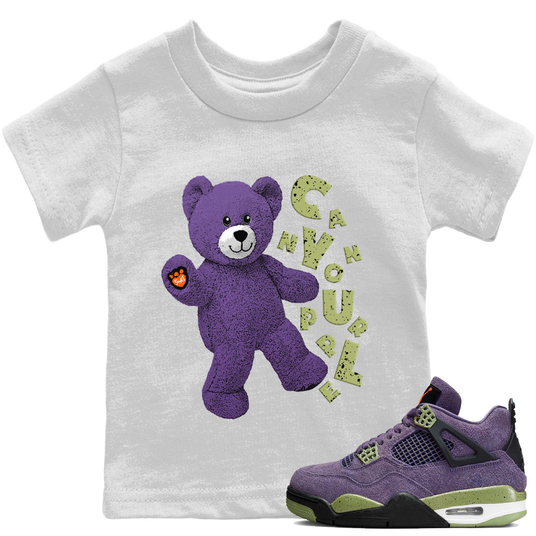 Jordan 4 Canyon Purple Sneaker Matching T-Shirt Hello Bear Sneaker Tees Jordan 4 Canyon Purple Sneaker Release Tees Kids Shirts