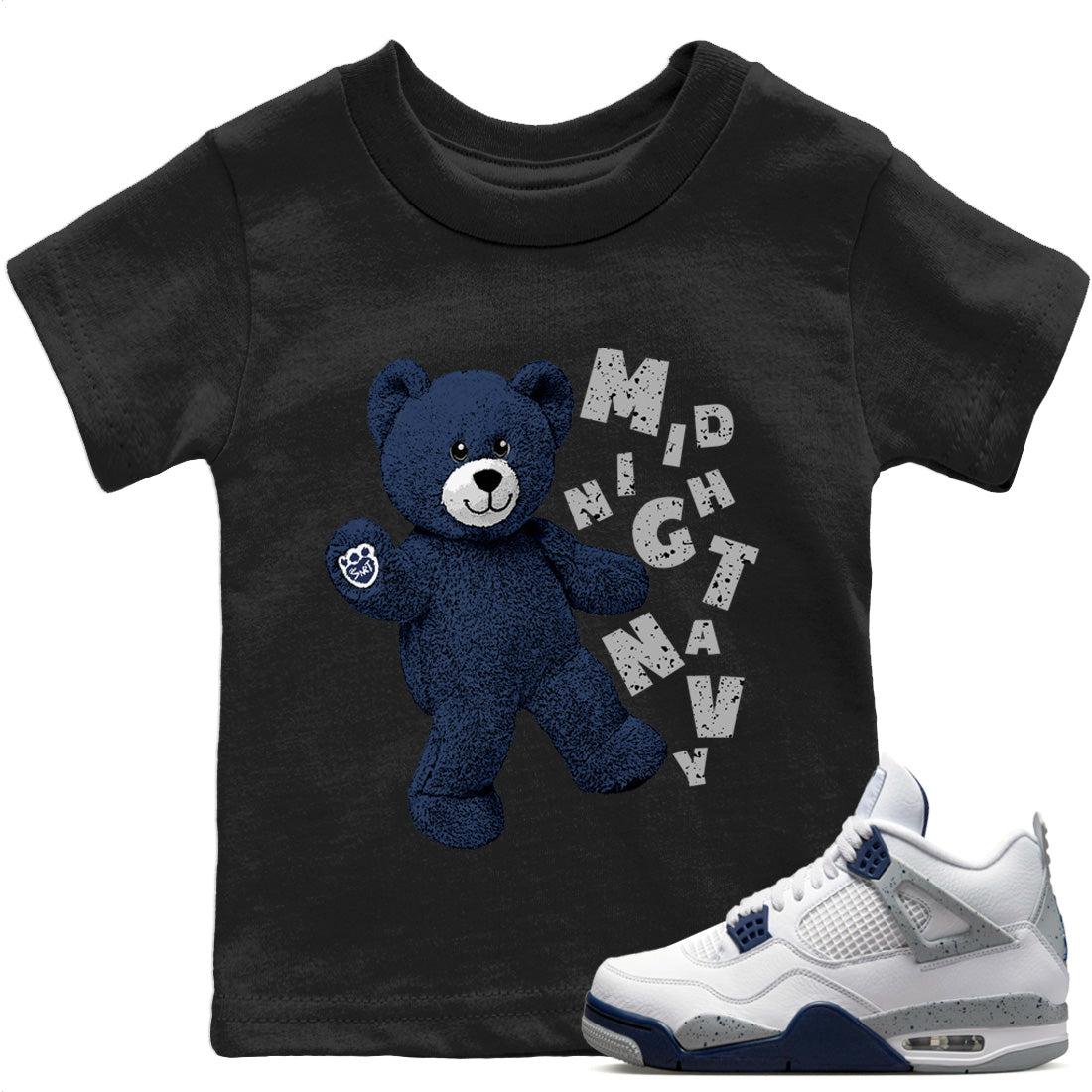 Jordan 4 Midnight Navy Sneaker Matching T-Shirt Hello Bear Sneaker Tees Jordan 4 Midnight Navy Sneaker Release Tees Kids Shirts
