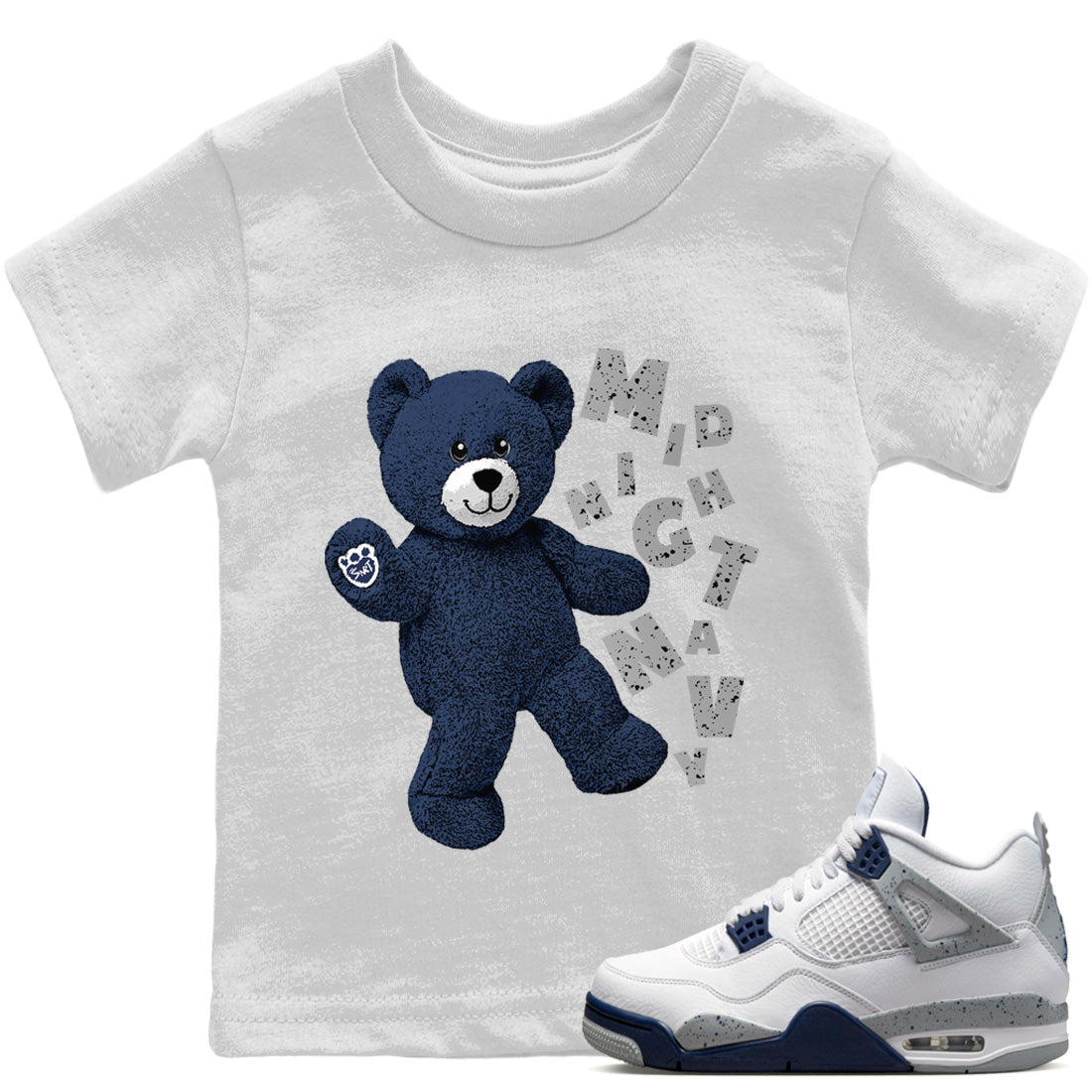 Jordan 4 Midnight Navy Sneaker Matching T-Shirt Hello Bear Sneaker Tees Jordan 4 Midnight Navy Sneaker Release Tees Kids Shirts
