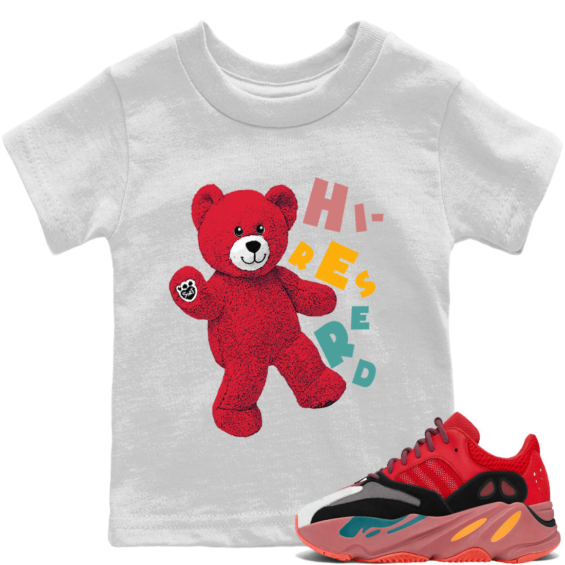 Yeezy 700 Hi-Res Red Shirt To Match Jordans Hello Bear Sneaker Tees Yeezy 700 Hi-Res Red Drip Gear Zone Sneaker Matching Clothing Kids Shirts