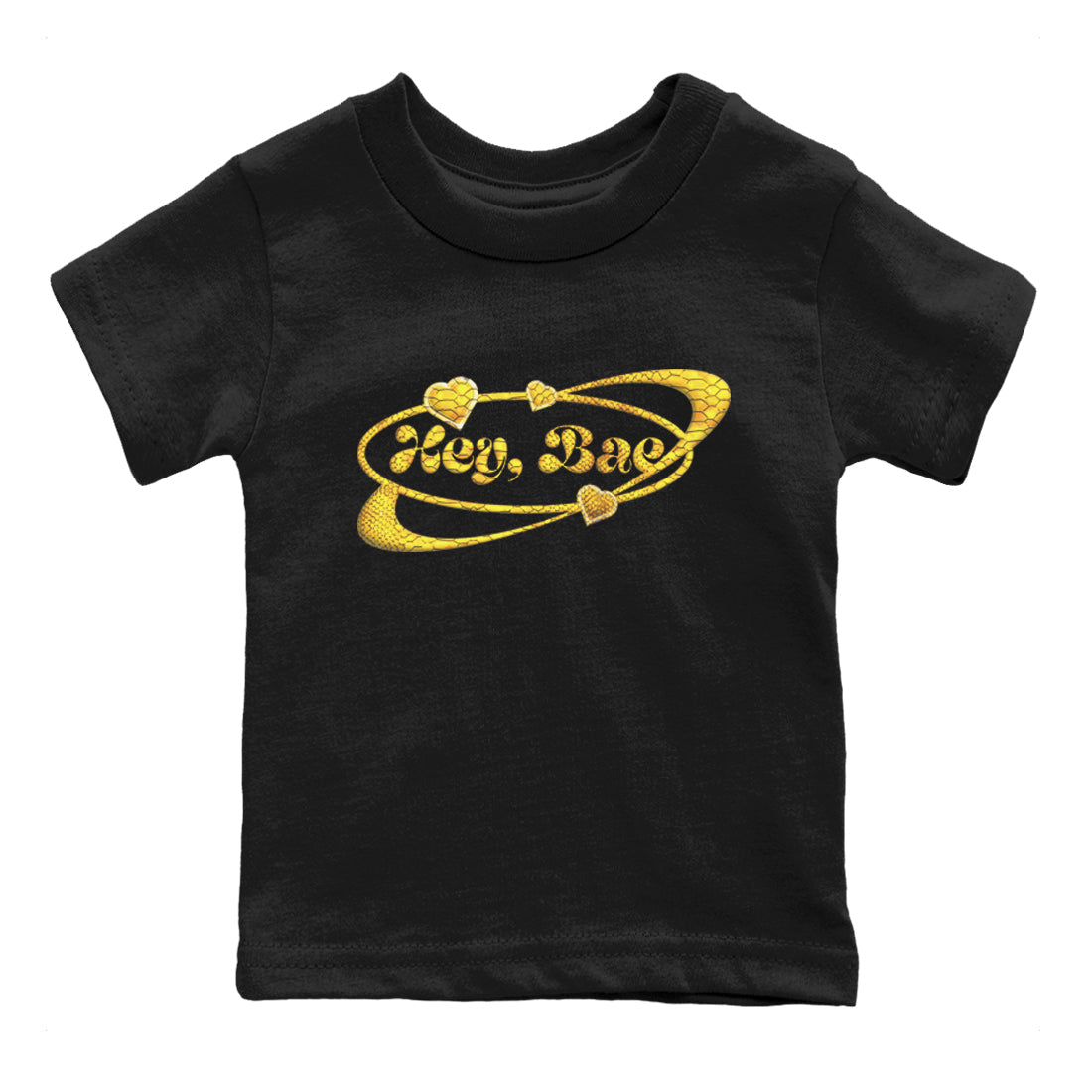Air Jordan 11 Yellow Python Sneaker Match Tees Hey Bae Shirts AJ11 Yellow Python Drip Gear Zone Kids Shirts Black 2