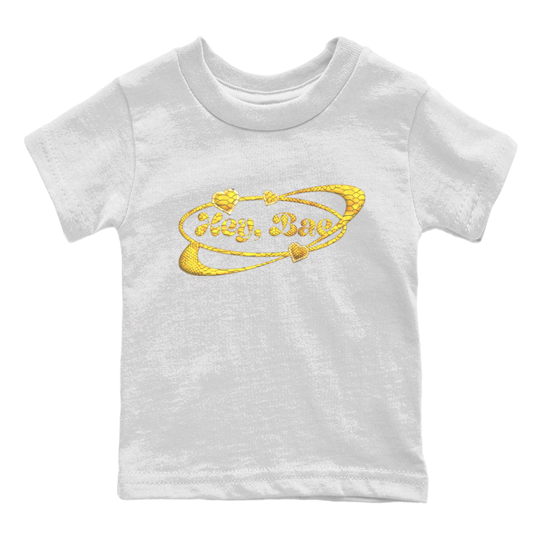 Air Jordan 11 Yellow Python Sneaker Match Tees Hey Bae Shirts AJ11 Yellow Python Drip Gear Zone Kids Shirts White 2