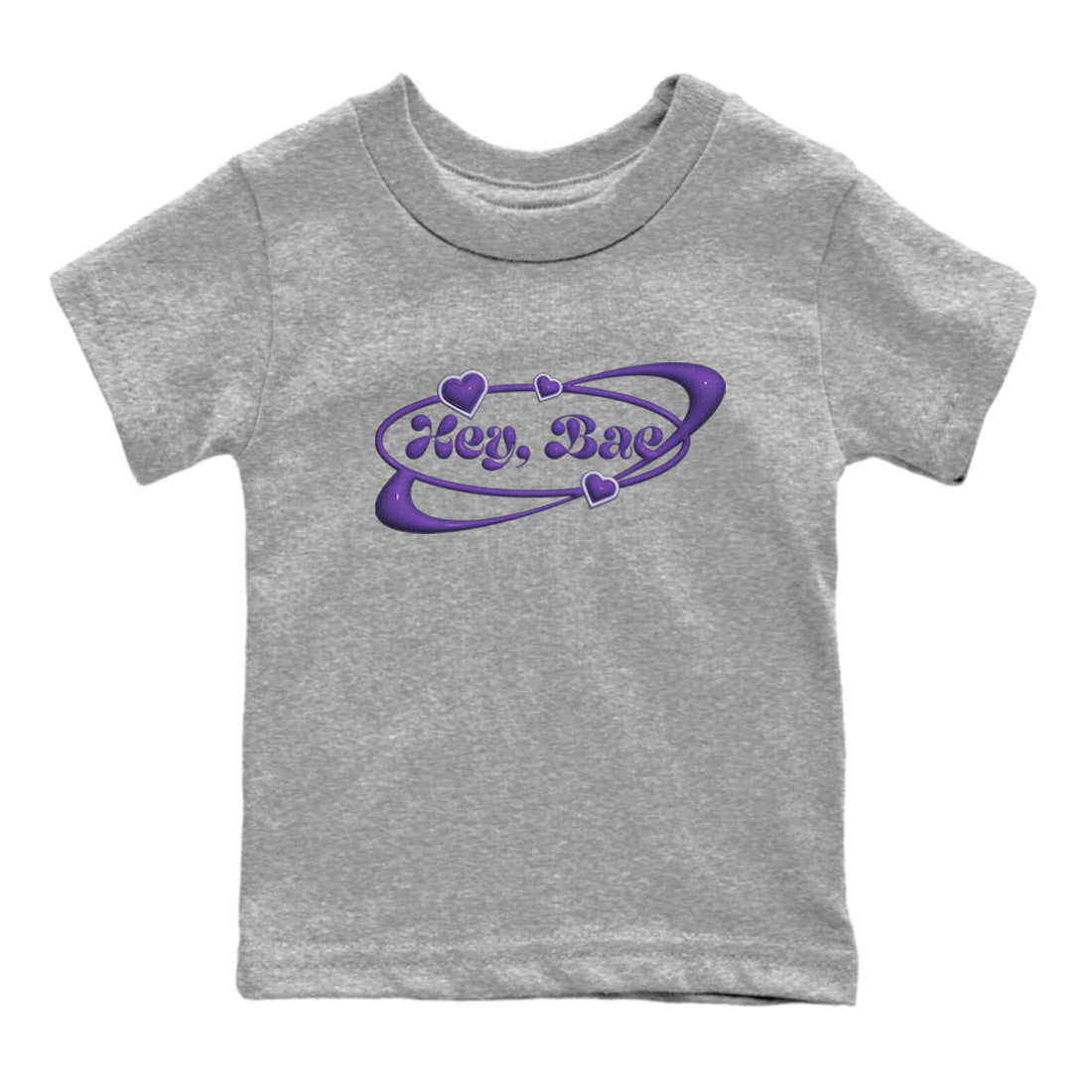 Air Jordan 12 Field Purple Sneaker Match Tees Hey Bae Sneaker Tees AJ12 Field Purple Sneaker Release Tees Kids Shirts Heather Grey 2