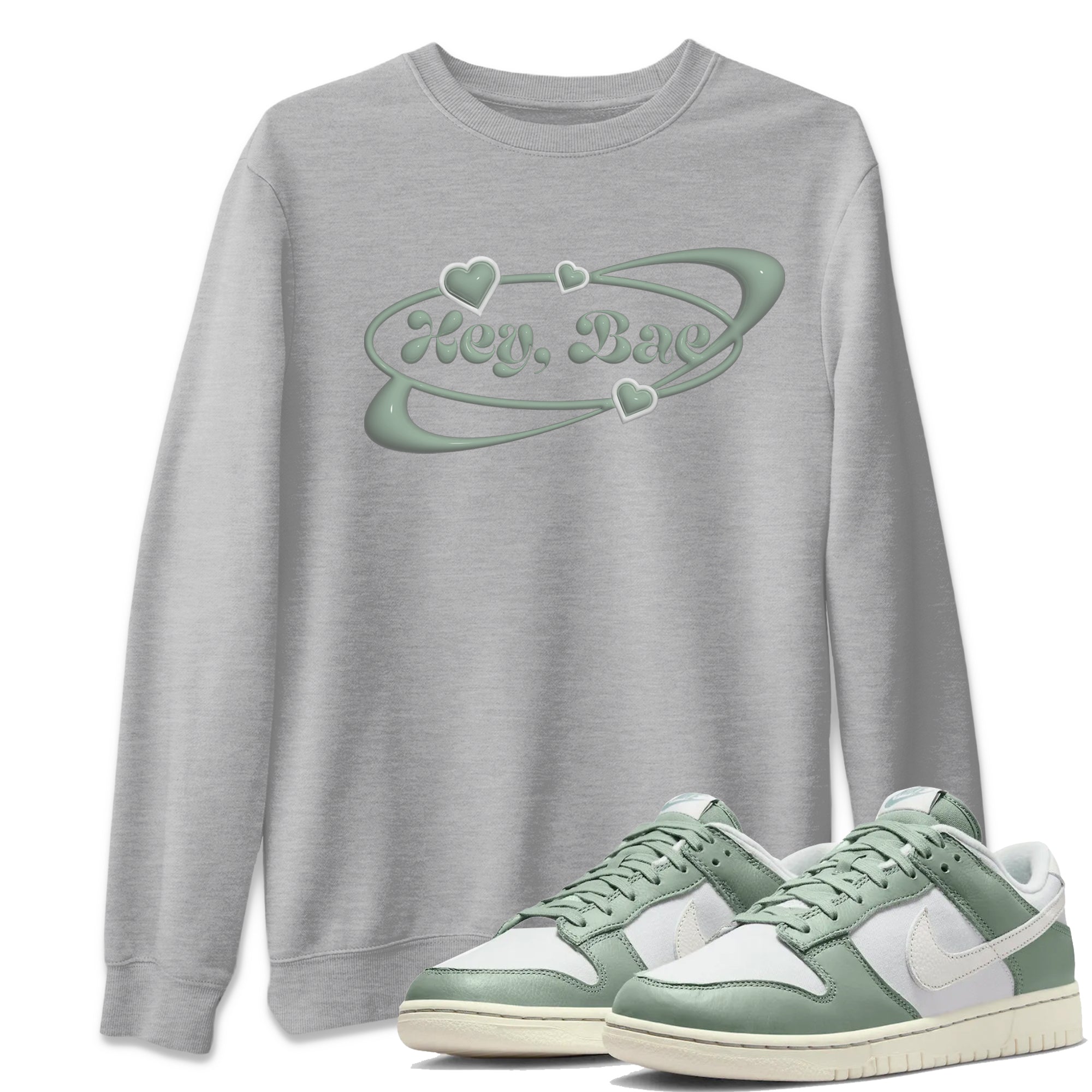 Dunk Mica Green Sneaker Match Tees Hey Bae Sneaker Tees Dunk Low Mica Green Sneaker Release Tees Unisex Shirts Heather Grey 1