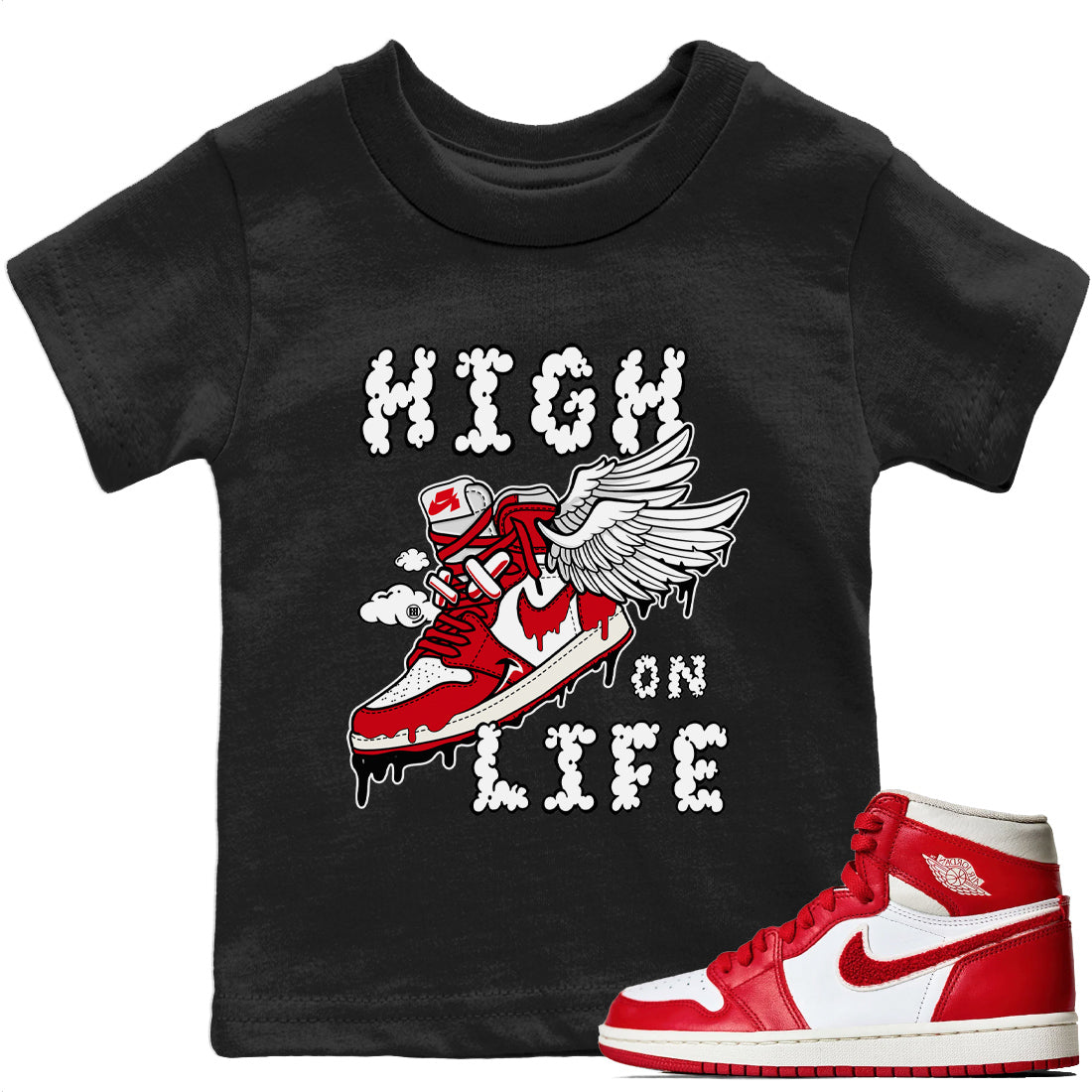 Jordan 1 Newstalgia Sneaker Matching T-Shirt High On Life Sneaker Tees Jordan 1 Newstalgia Sneaker Release Tees Kids Shirts