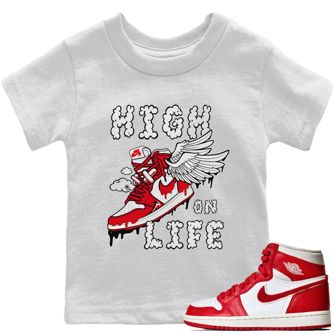 Jordan 1 Newstalgia Sneaker Matching T-Shirt High On Life Sneaker Tees Jordan 1 Newstalgia Sneaker Release Tees Kids Shirts