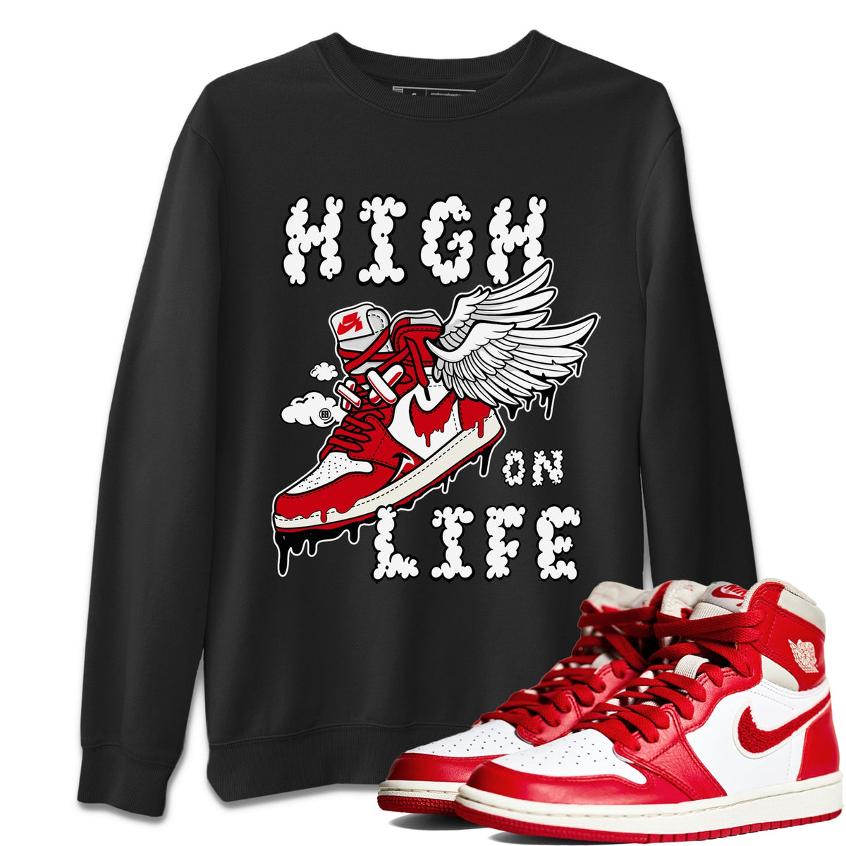 Jordan 1 Newstalgia Sneaker Matching T-Shirt High On Life Sneaker Tees Jordan 1 Newstalgia Sneaker Release Tees Crew Neck Tees