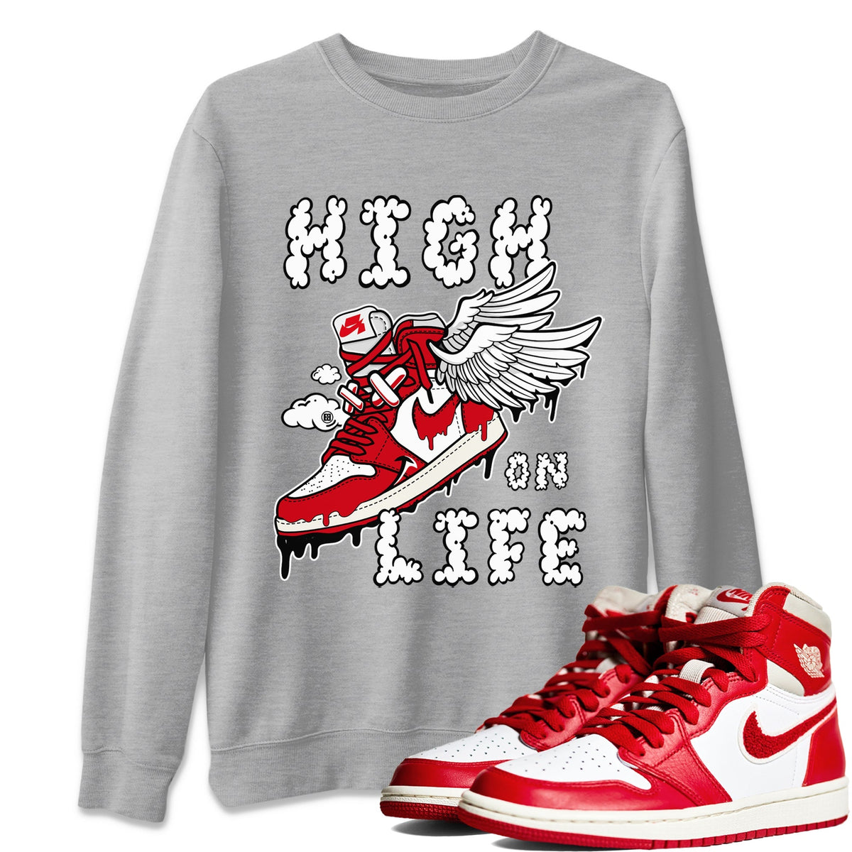Jordan 1 Newstalgia Sneaker Matching T-Shirt High On Life Sneaker Tees Jordan 1 Newstalgia Sneaker Release Tees Crew Neck Tees