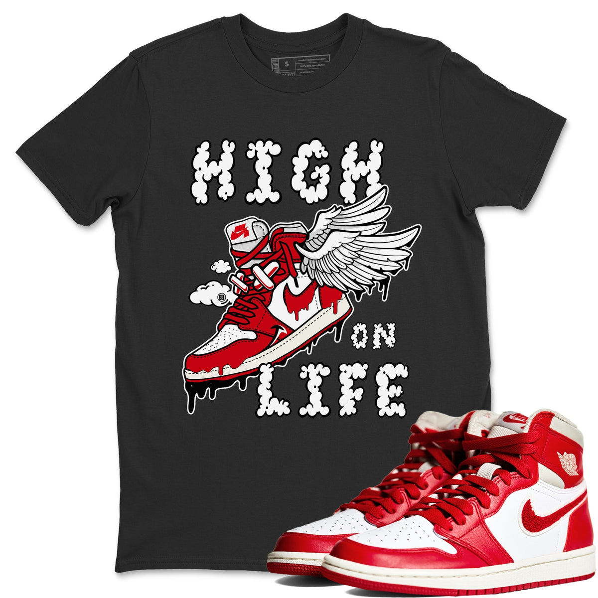 Jordan 1 Newstalgia Sneaker Matching T-Shirt High On Life Sneaker Tees Jordan 1 Newstalgia Sneaker Release Tees Crew Neck Tees