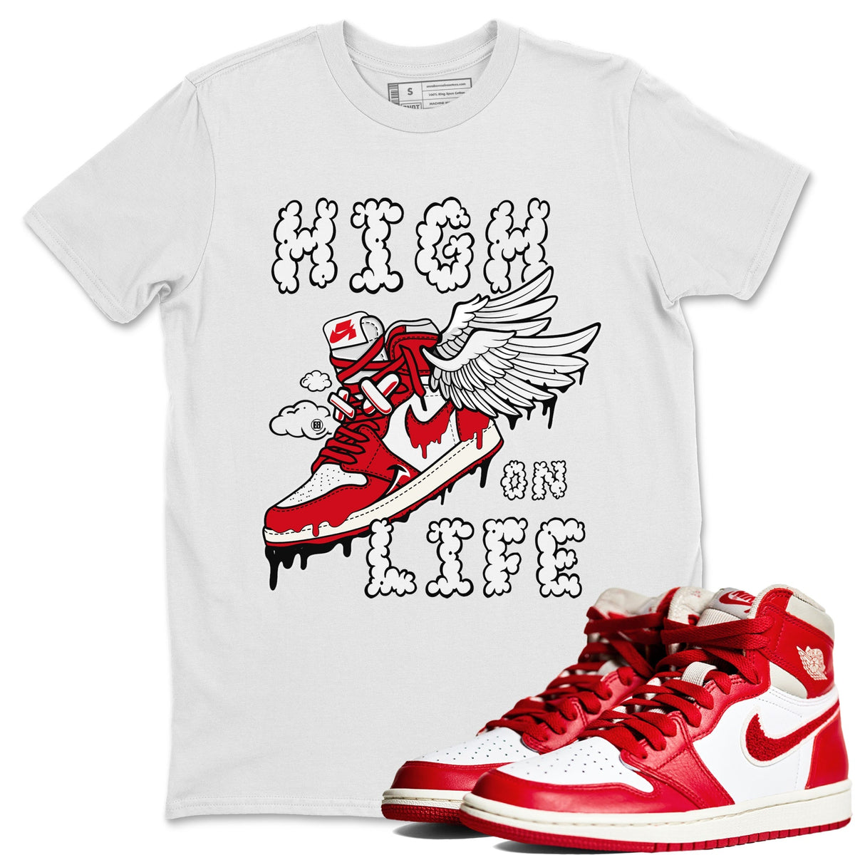 Jordan 1 Newstalgia Sneaker Matching T-Shirt High On Life Sneaker Tees Jordan 1 Newstalgia Sneaker Release Tees Crew Neck Tees