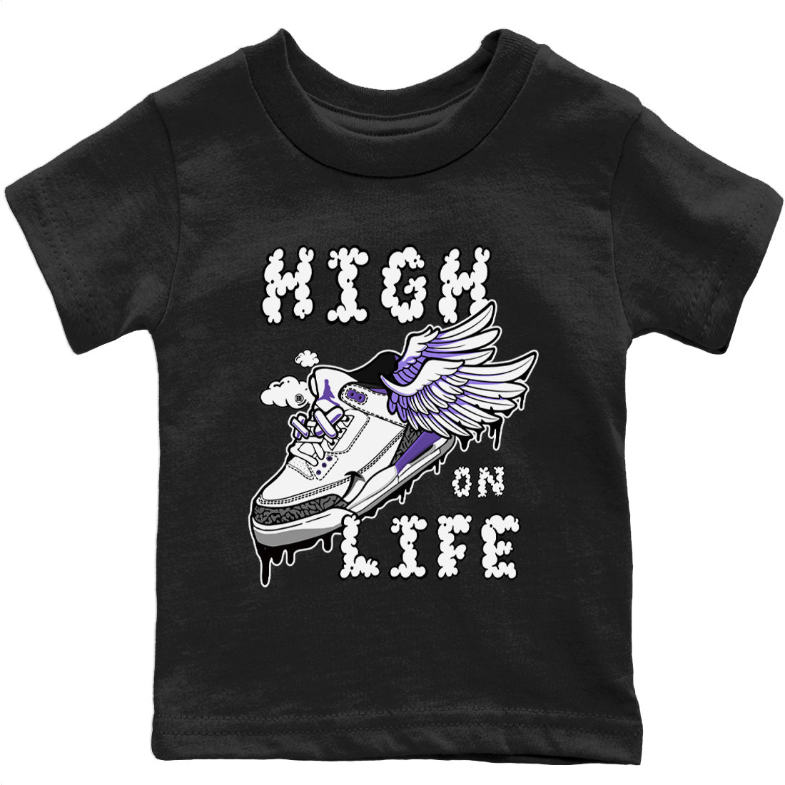 Jordan 3 Dark Iris Sneaker Matching T-Shirt High On Life Sneaker Tees Jordan 3 Dark Iris Sneaker Release Tees Kids Shirts