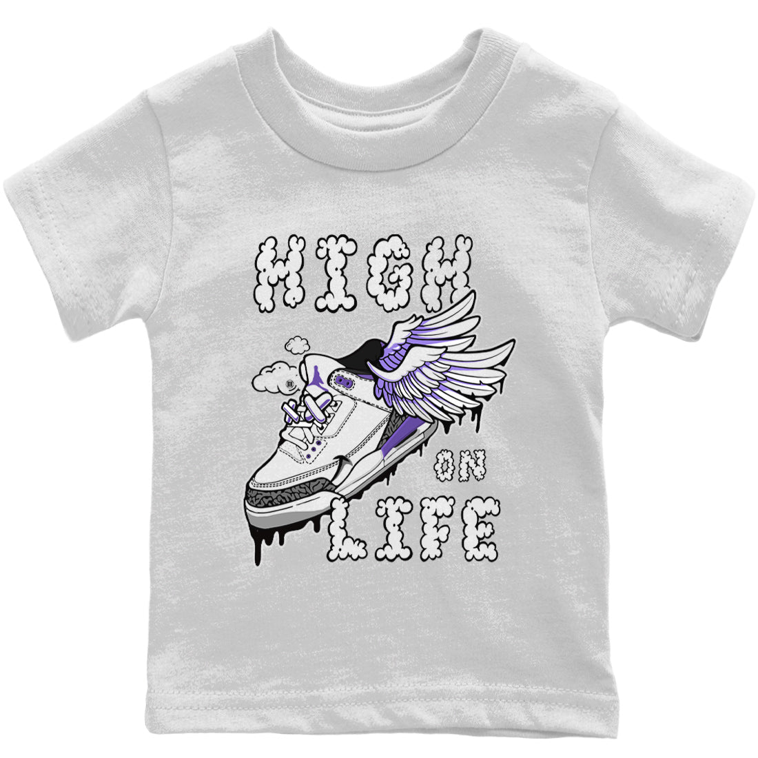 Jordan 3 Dark Iris Sneaker Matching T-Shirt High On Life Sneaker Tees Jordan 3 Dark Iris Sneaker Release Tees Kids Shirts