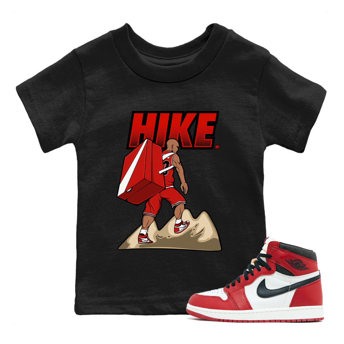 Air Jordan 1 Chicago Sneaker Match Tees Hike Streetwear Sneaker Shirt Air Jordan 1 Retro Chicago Sneaker Release Tees Kids Shirts Black 1