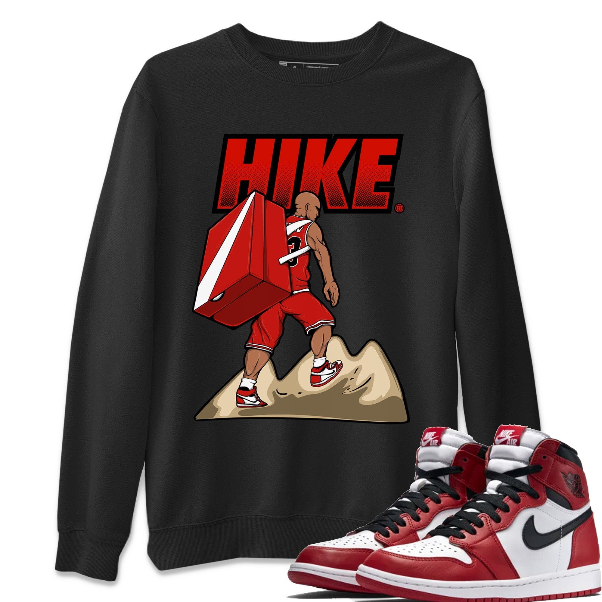 Air Jordan 1 Chicago Sneaker Match Tees Hike Streetwear Sneaker Shirt Air Jordan 1 Retro Chicago Sneaker Release Tees Unisex Shirts Black 1