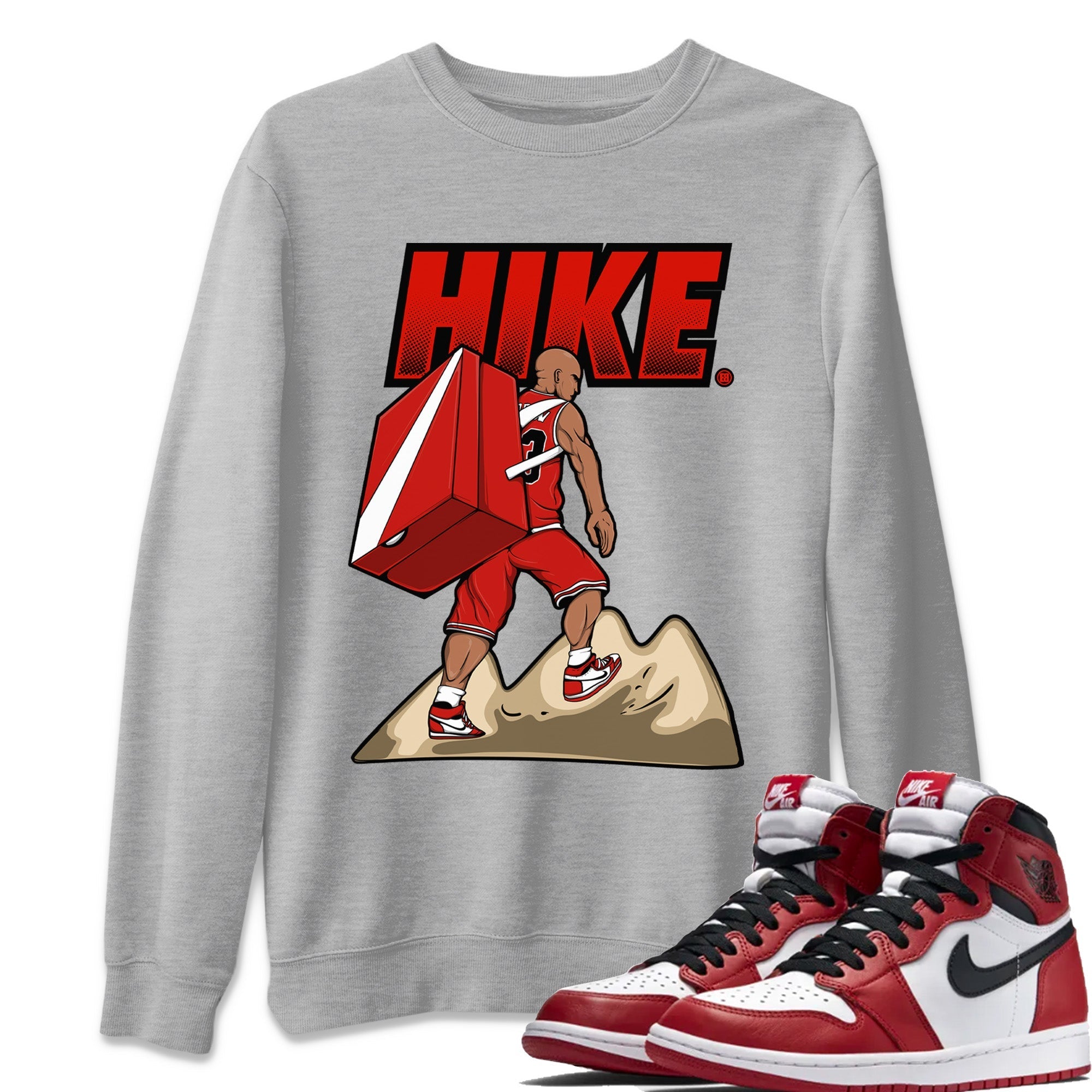 Air Jordan 1 Chicago Sneaker Match Tees Hike Streetwear Sneaker Shirt Air Jordan 1 Retro Chicago Sneaker Release Tees Unisex Shirts Heather Grey 1