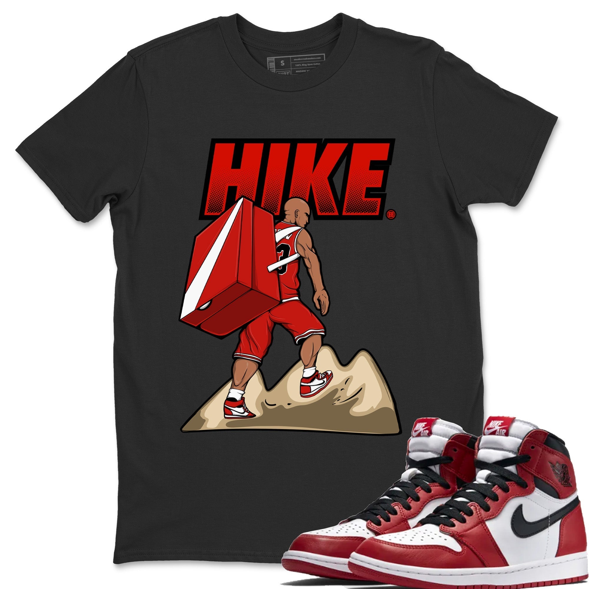 Air Jordan 1 Chicago Sneaker Match Tees Hike Streetwear Sneaker Shirt Air Jordan 1 Retro Chicago Sneaker Release Tees Unisex Shirts Black 1