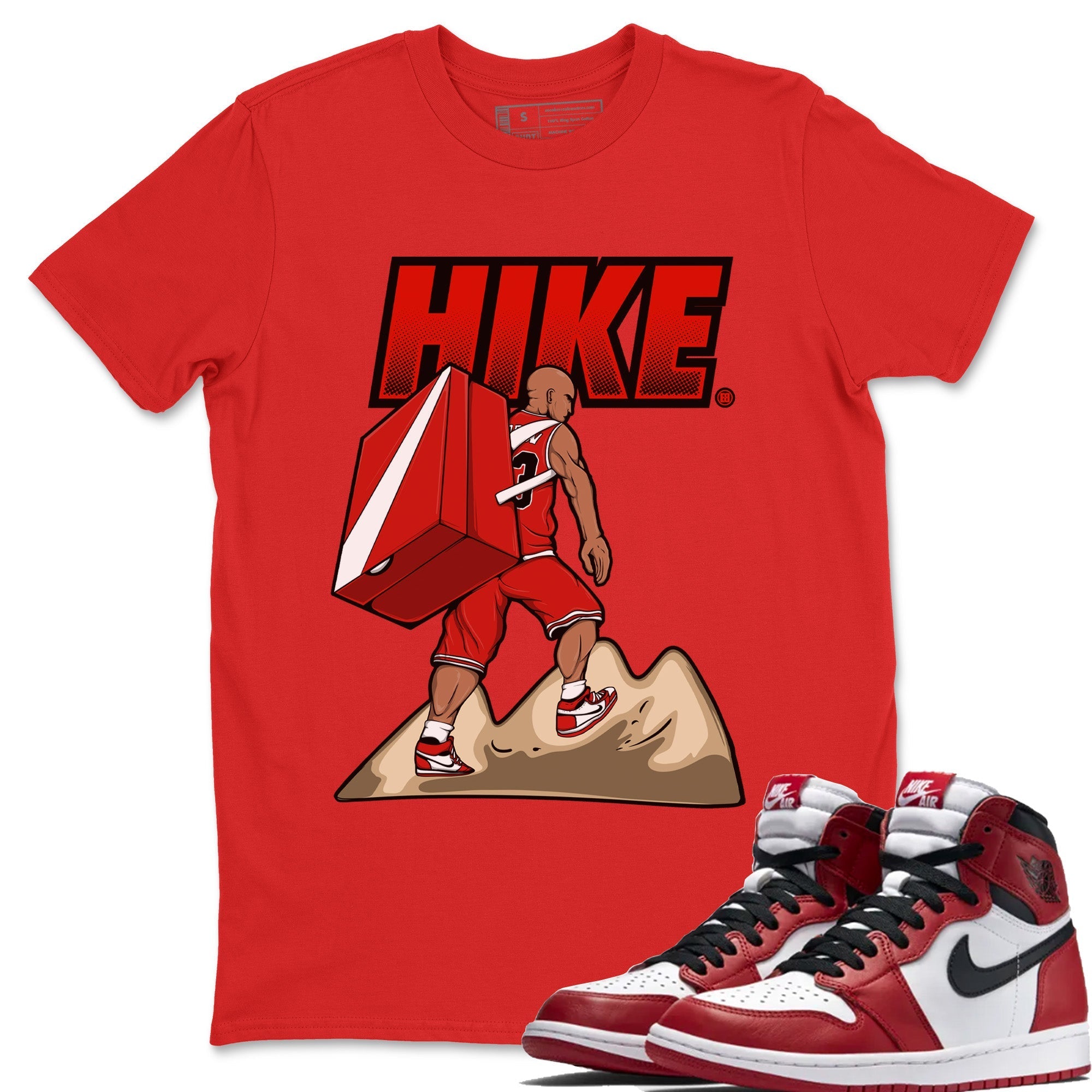 Air Jordan 1 Chicago Sneaker Match Tees Hike Streetwear Sneaker Shirt Air Jordan 1 Retro Chicago Sneaker Release Tees Unisex Shirts Red 1