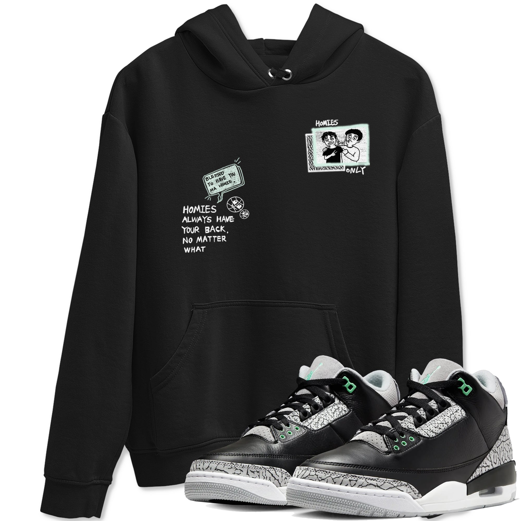 3s Green Glow shirt to match jordans Homies Only sneaker tees Air Jordan 3 Green Glow Drip Gear Zone unisex cotton Black 1 crew neck shirt
