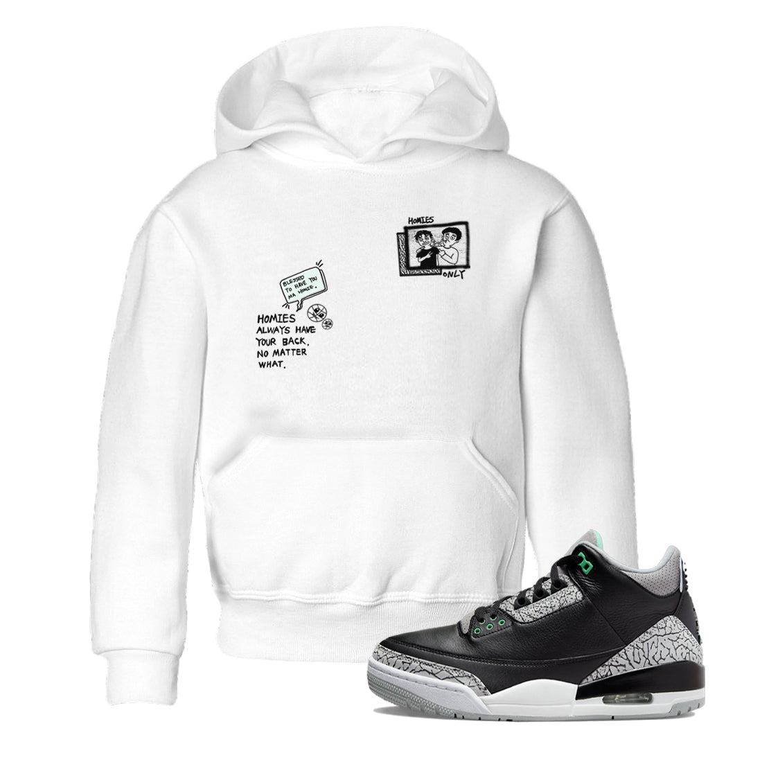 3s Green Glow shirt to match jordans Homies Only sneaker tees Air Jordan 3 Green Glow Drip Gear Zone baby toddler White 1 cotton Shirt