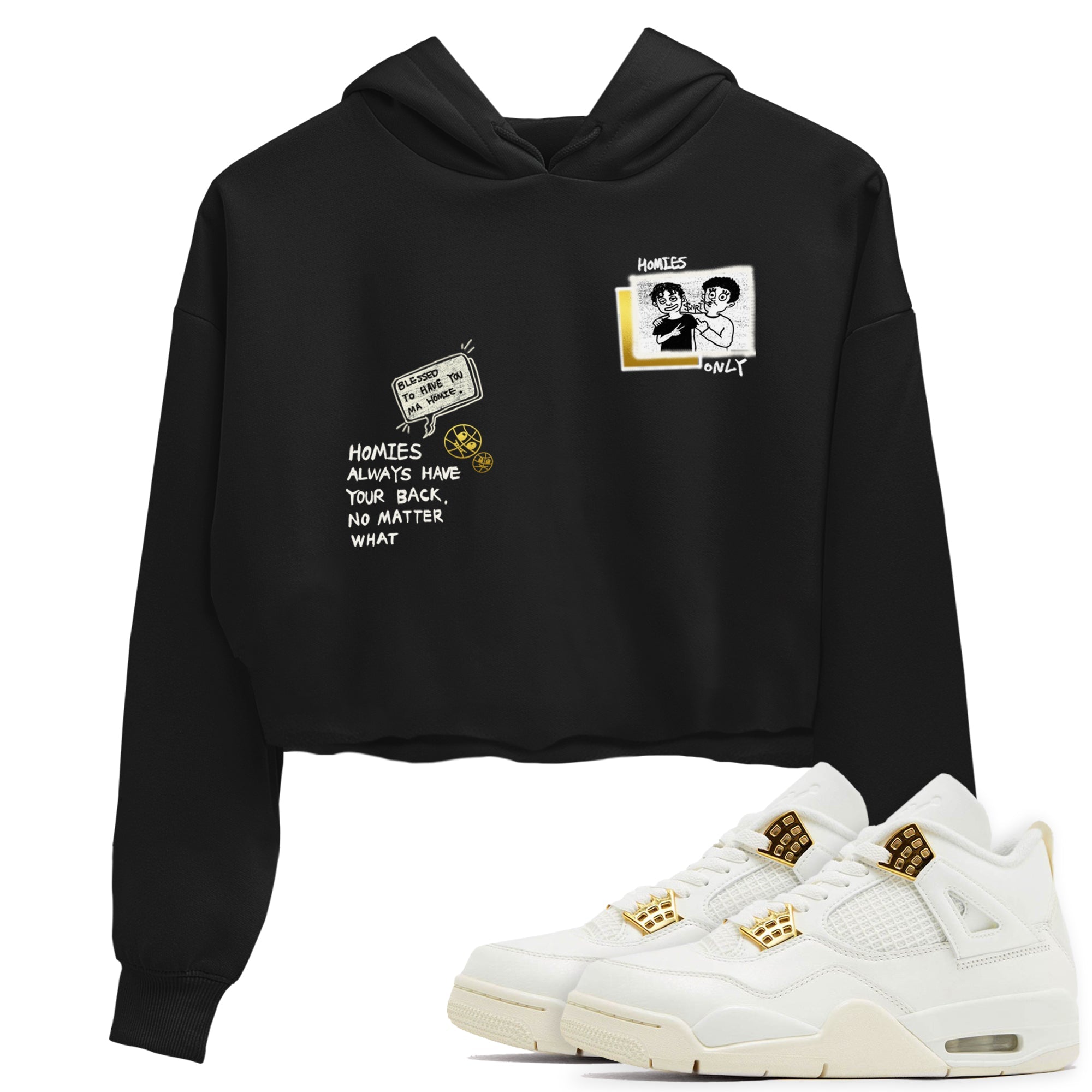 Air Jordan 4 WMNS Sail shirt to match jordans Homies Only sneaker tees 4s Sail Drip Gear Zone Black 1 crop length shirt