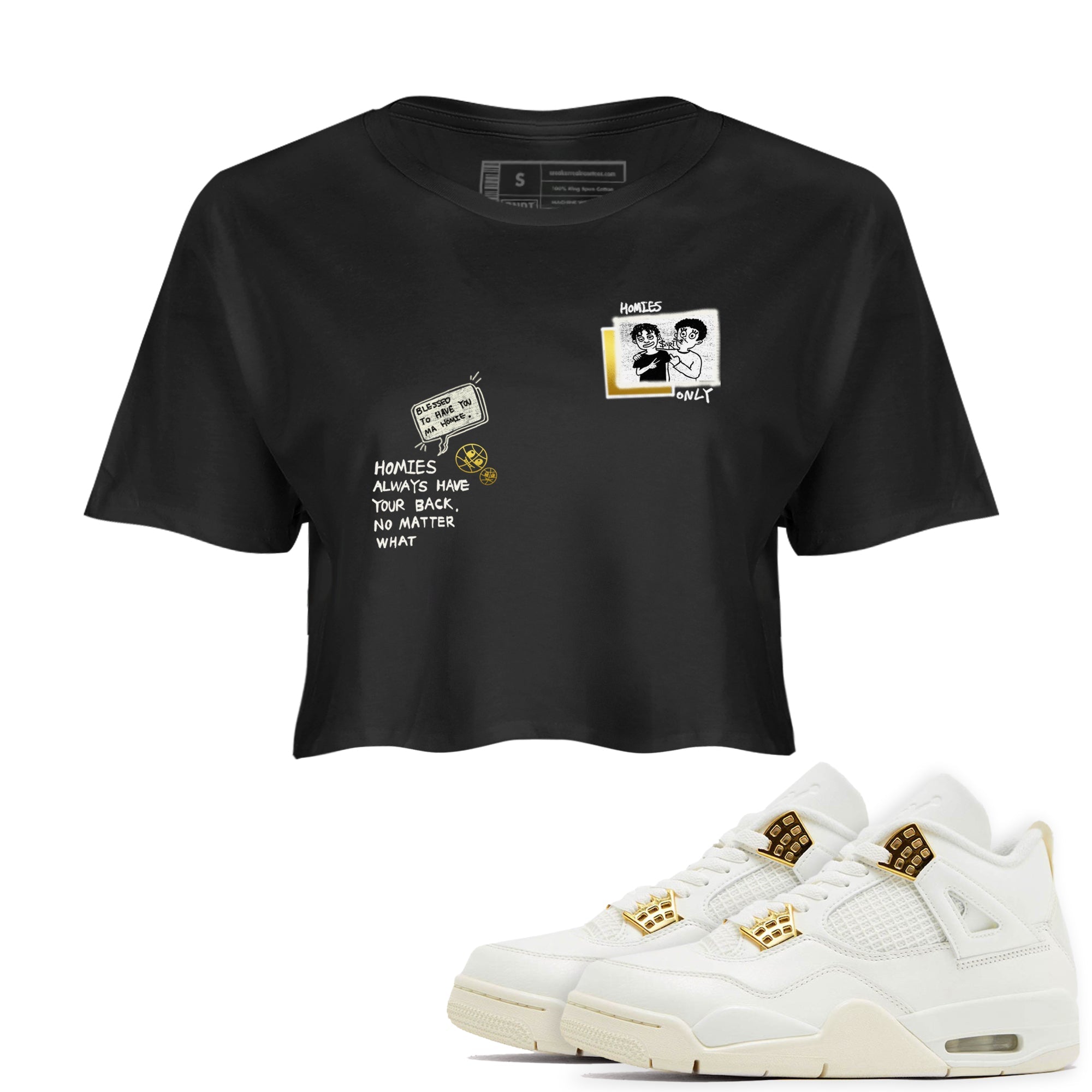 Air Jordan 4 WMNS Sail shirt to match jordans Homies Only sneaker tees 4s Sail Drip Gear Zone Black 1 crop length shirt